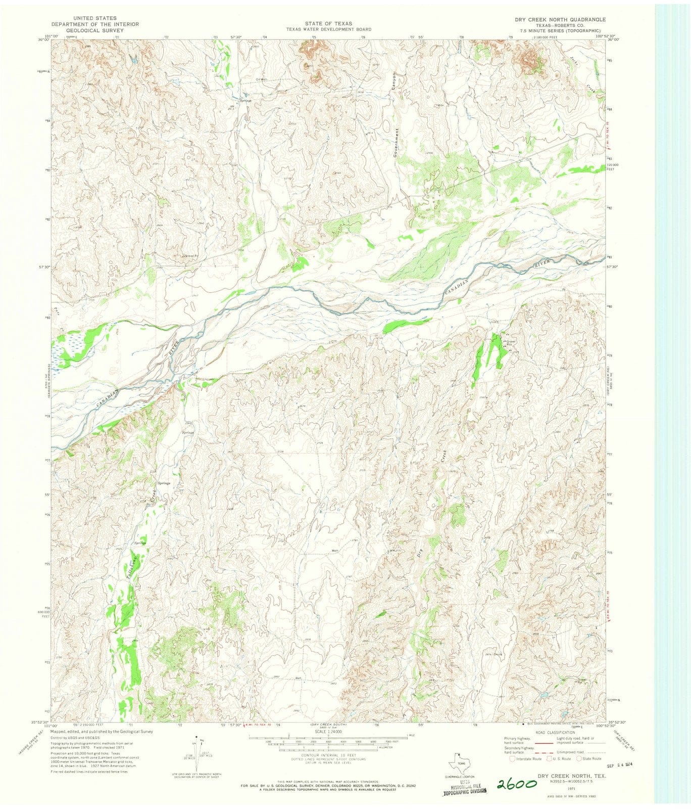 1971 Dry Creek North, TX - Texas - USGS Topographic Map