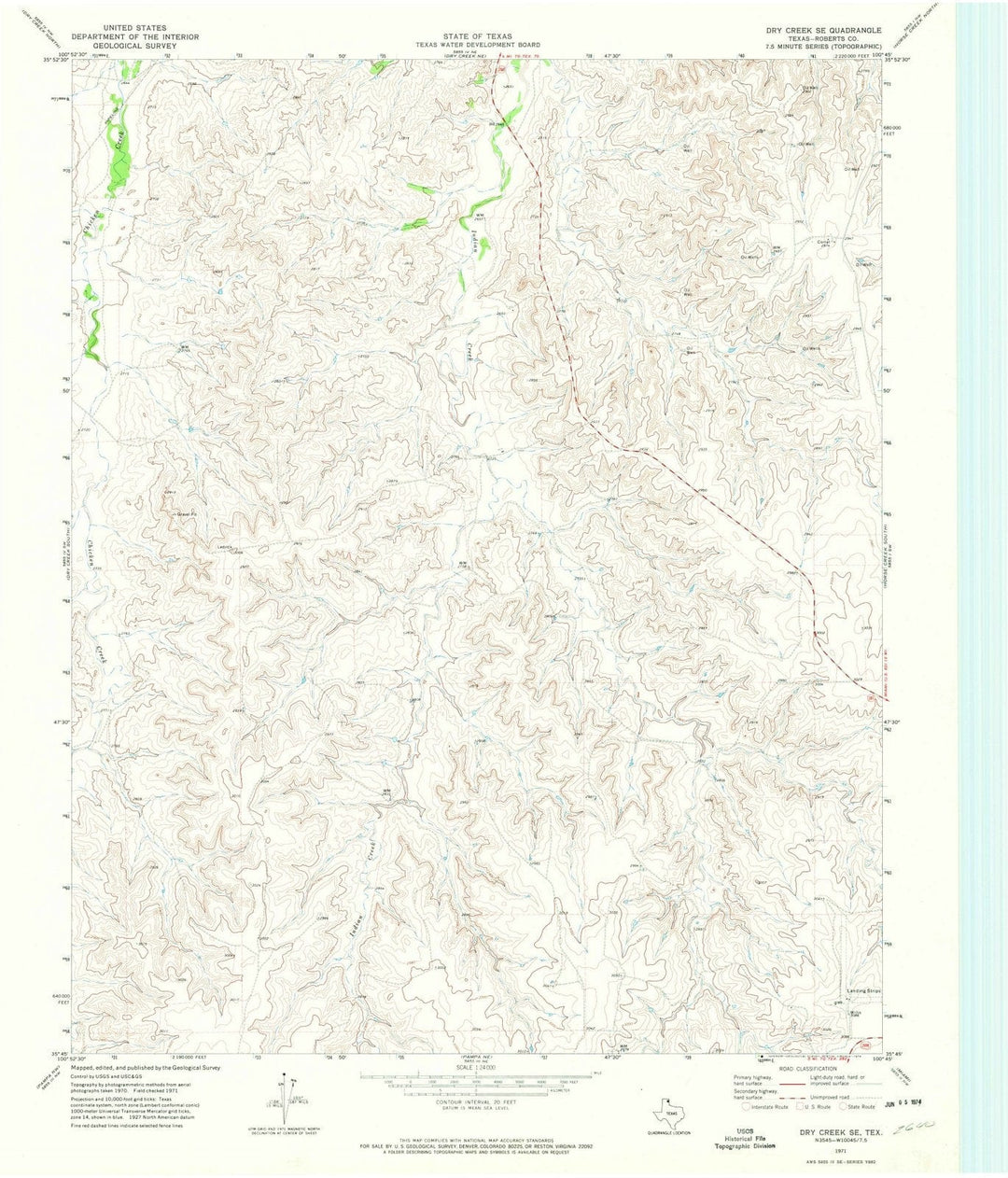 1971 Dry Creek, TX - Texas - USGS Topographic Map v2