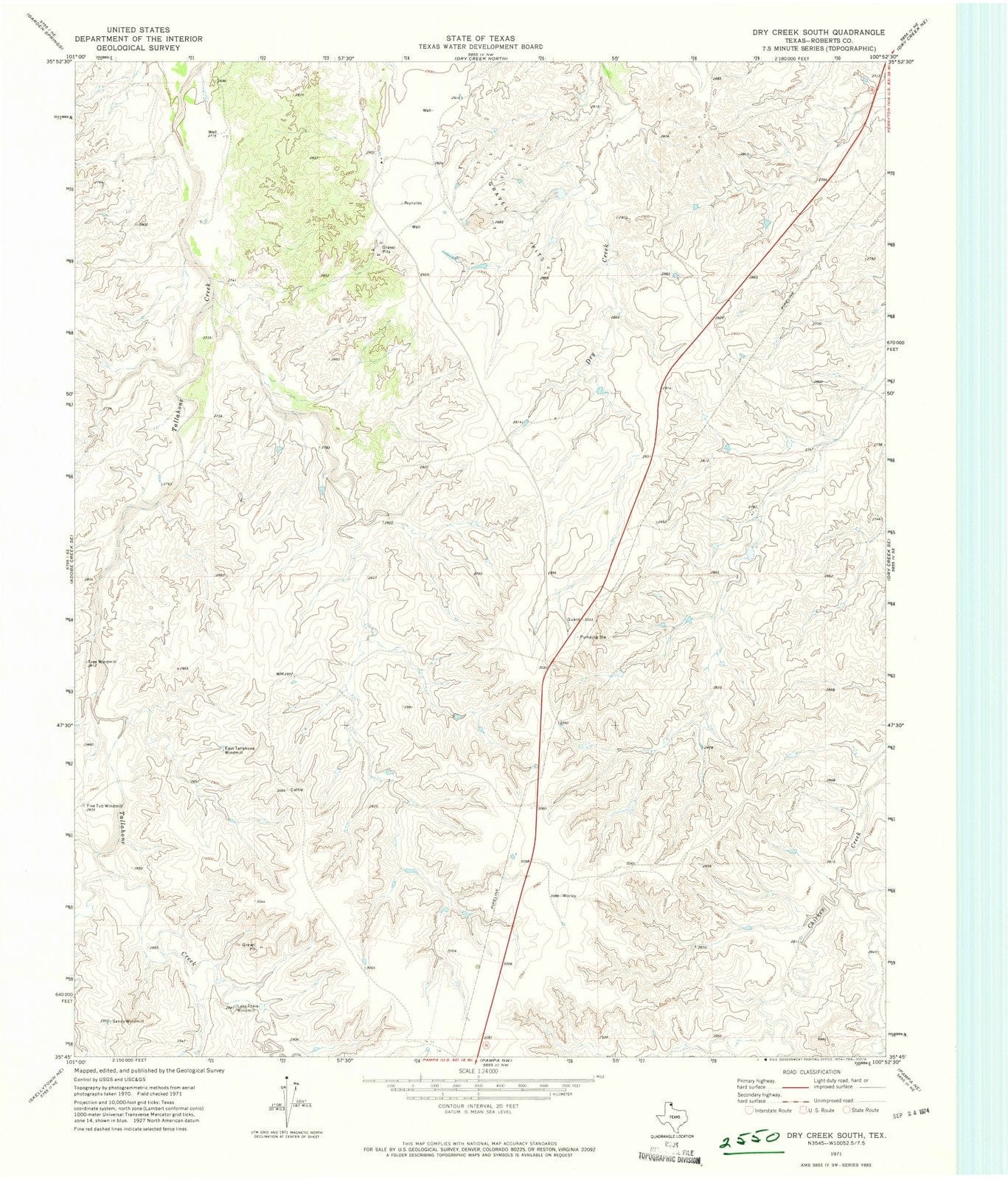 1971 Dry Creek South, TX - Texas - USGS Topographic Map