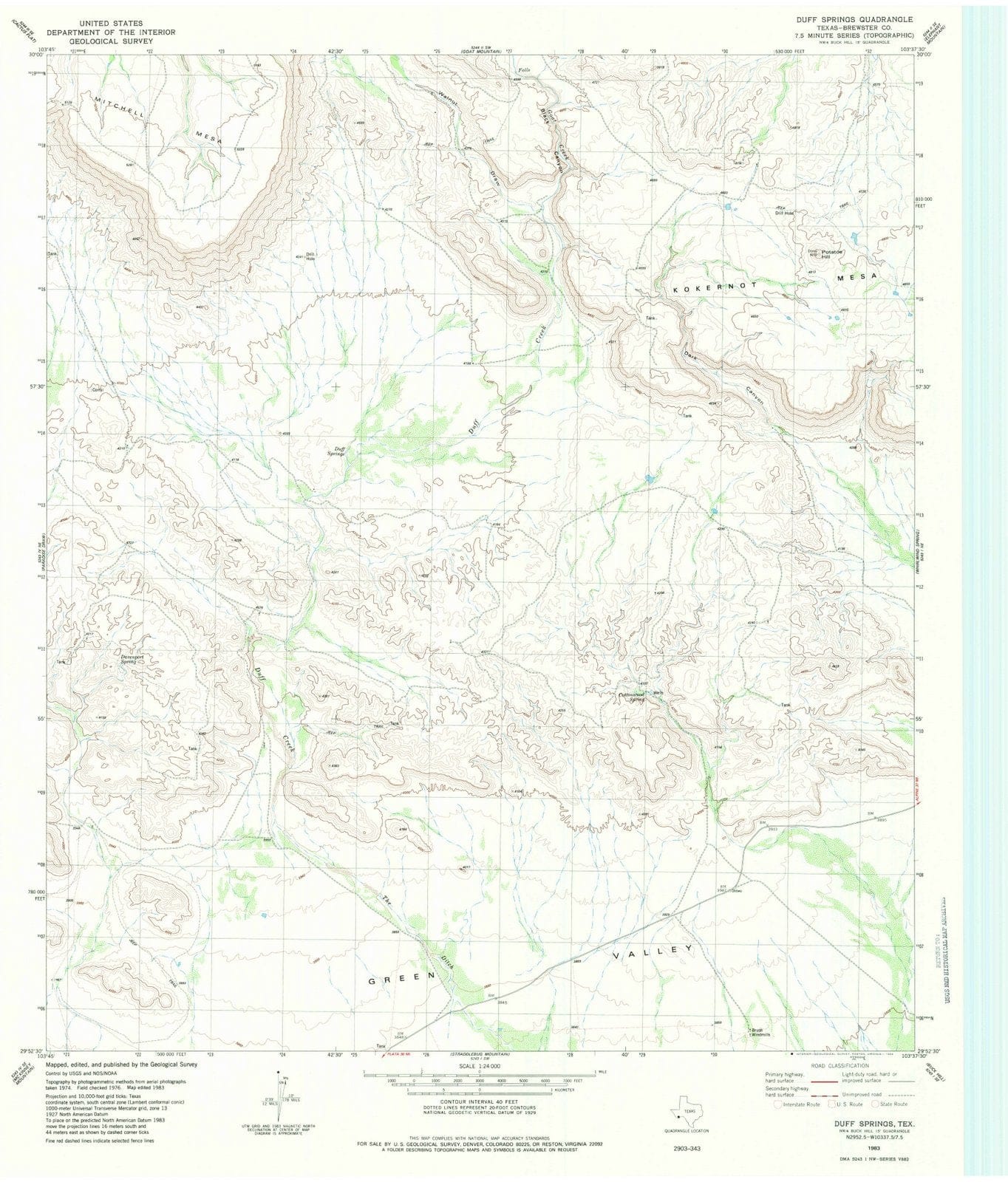 1983 Duff Springs, TX - Texas - USGS Topographic Map