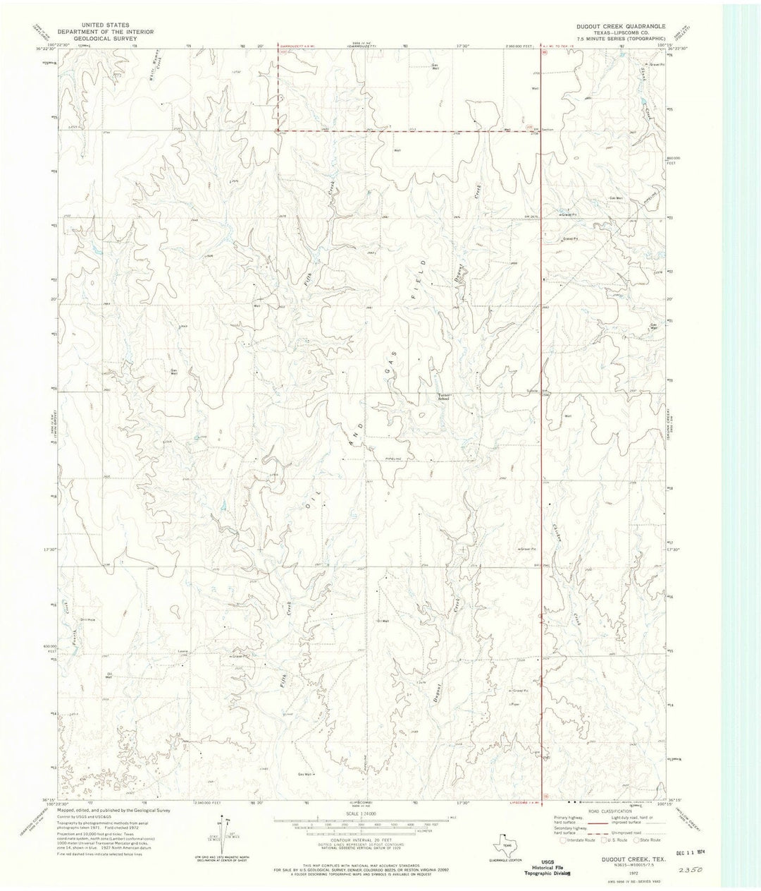 1972 Dugout Creek, TX - Texas - USGS Topographic Map