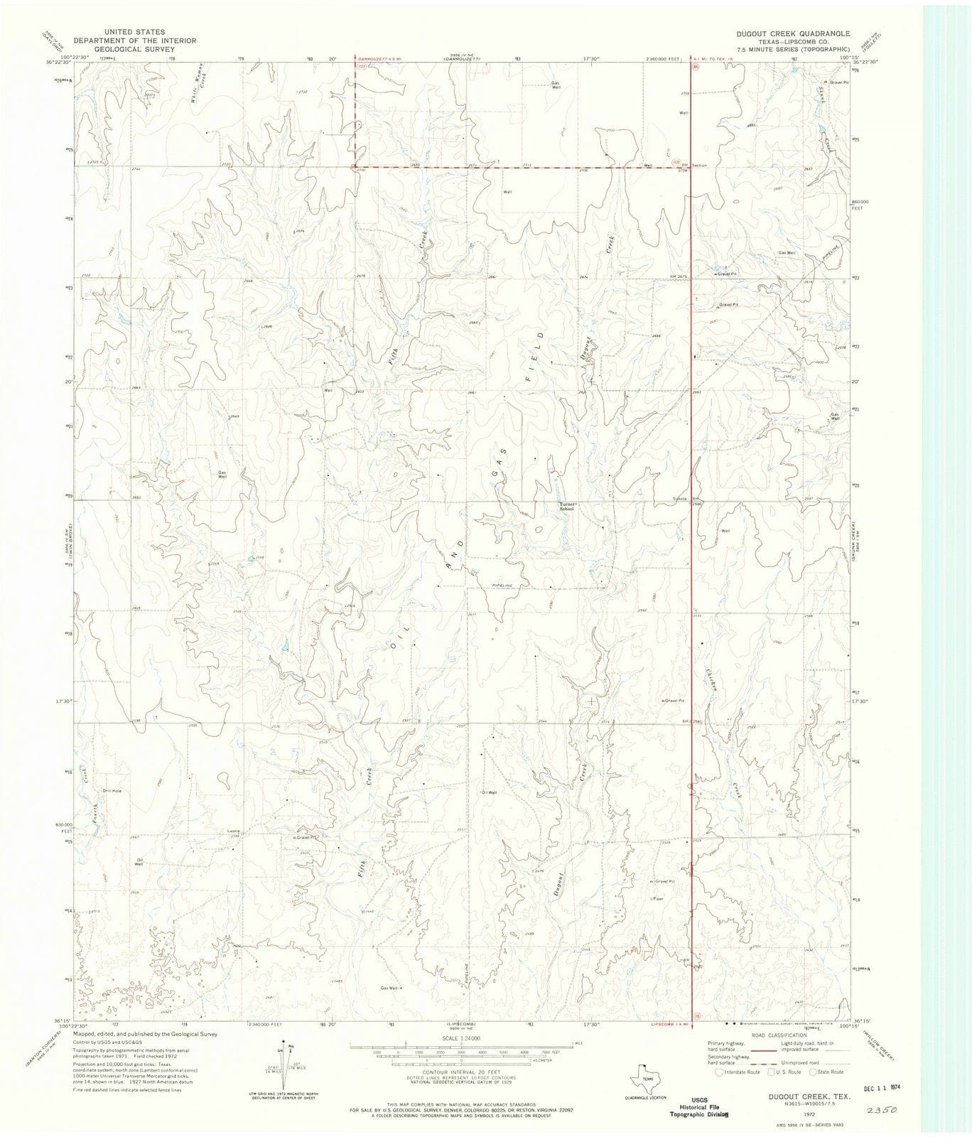 1972 Dugout Creek, TX - Texas - USGS Topographic Map