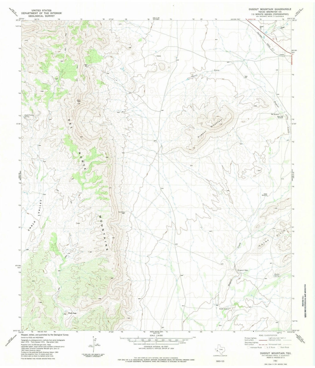 1983 Dugout Mountain, TX - Texas - USGS Topographic Map