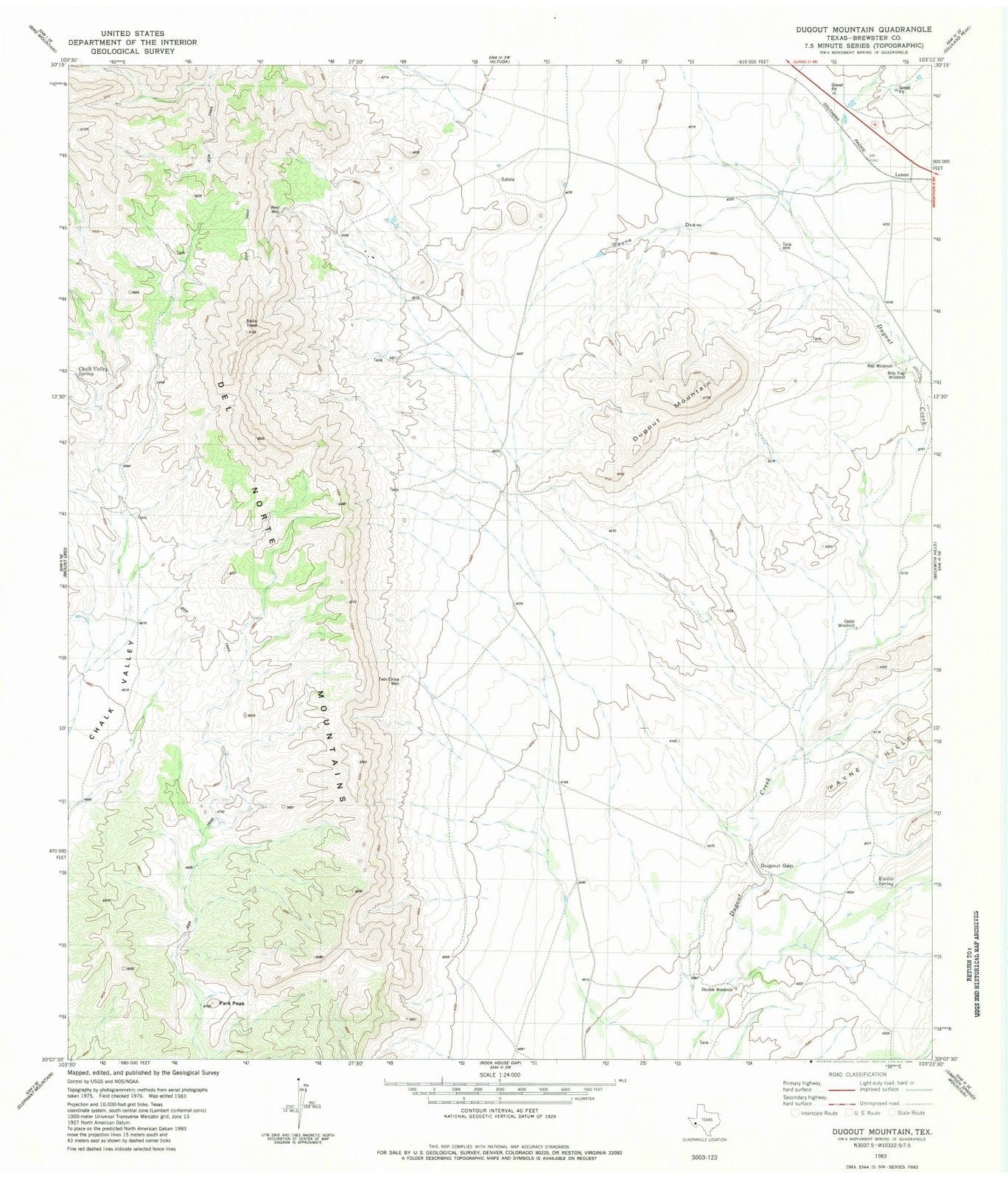 1983 Dugout Mountain, TX - Texas - USGS Topographic Map