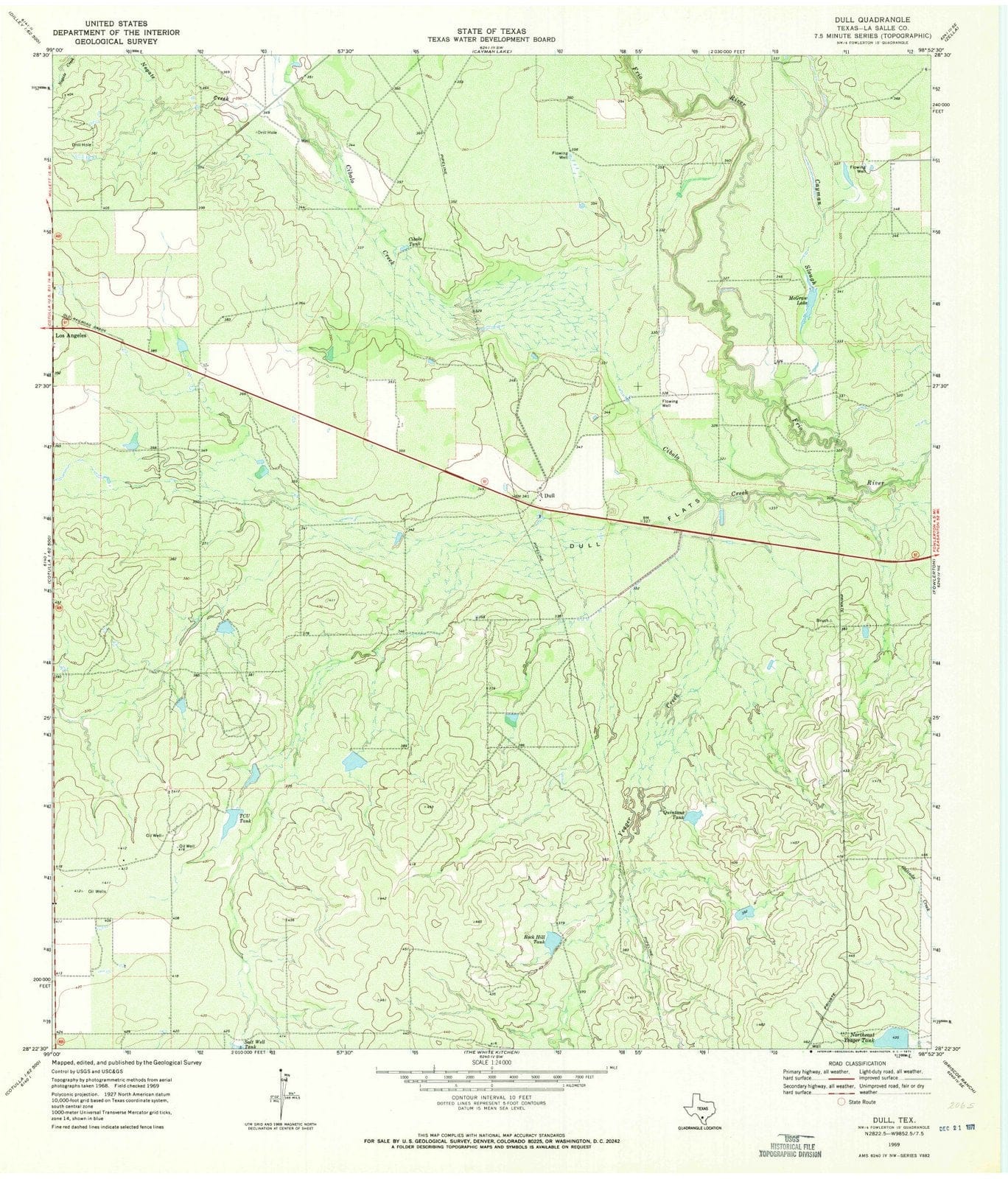 1969 Dull, TX - Texas - USGS Topographic Map