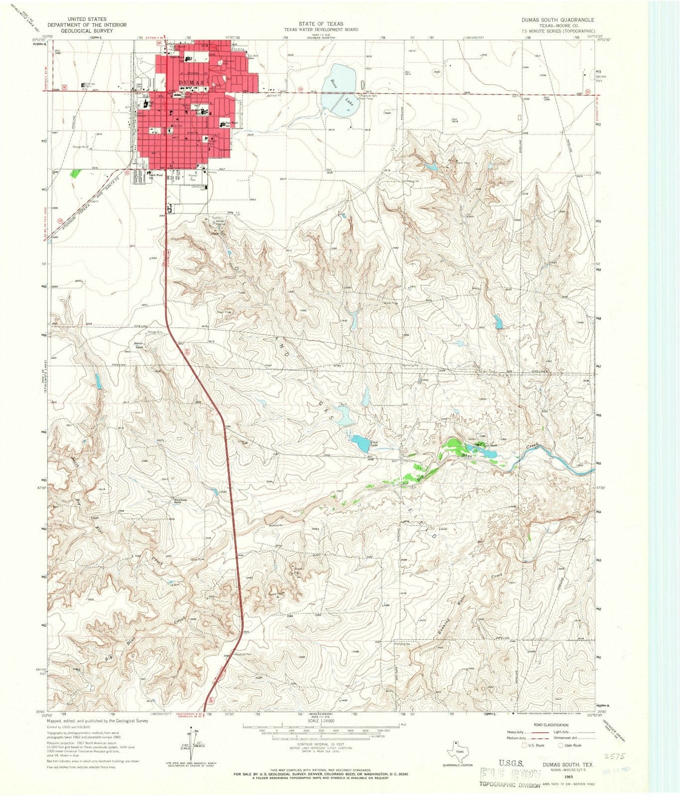 1965 Dumas, TX - Texas - USGS Topographic Map v2
