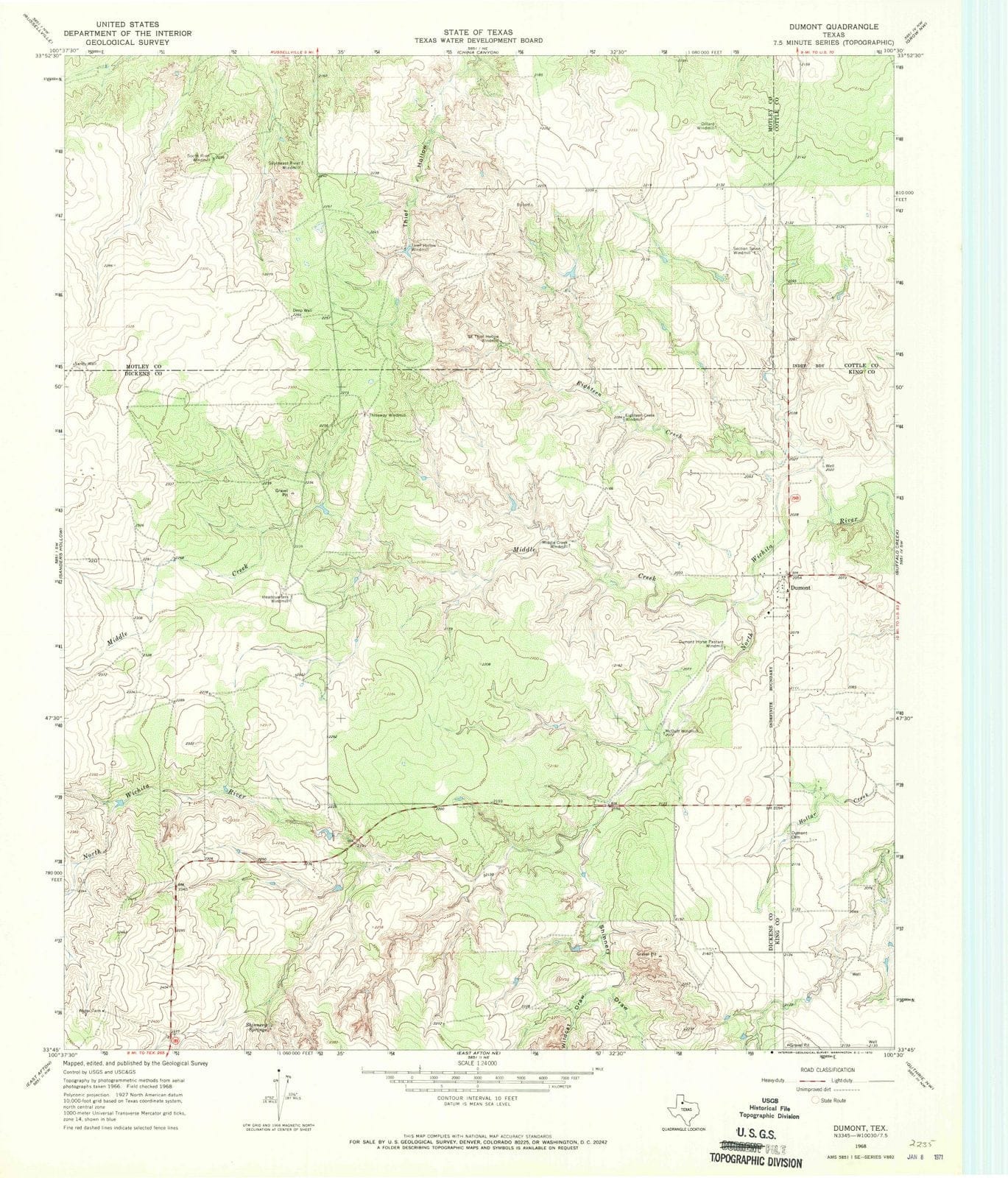 1968 Dumont, TX - Texas - USGS Topographic Map