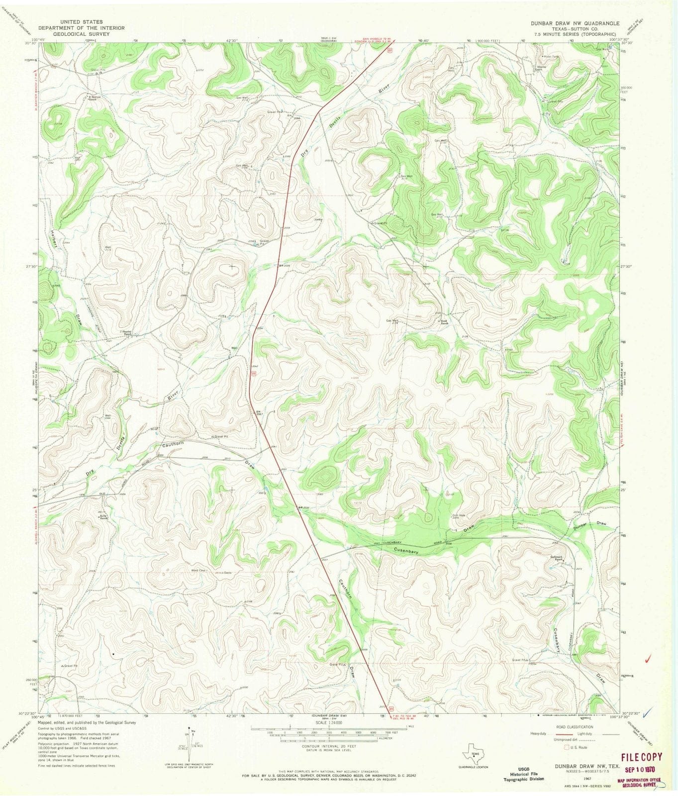 1967 Dunbarraw, TX - Texas - USGS Topographic Map v2
