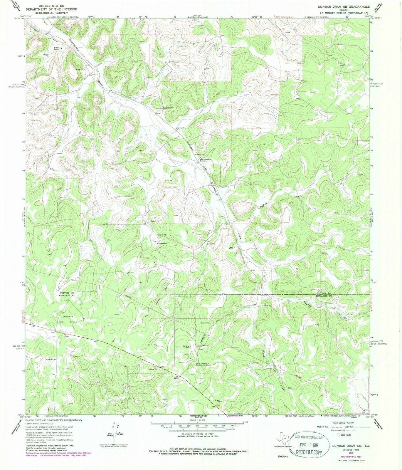 1967 Dunbarraw, TX - Texas - USGS Topographic Map v3