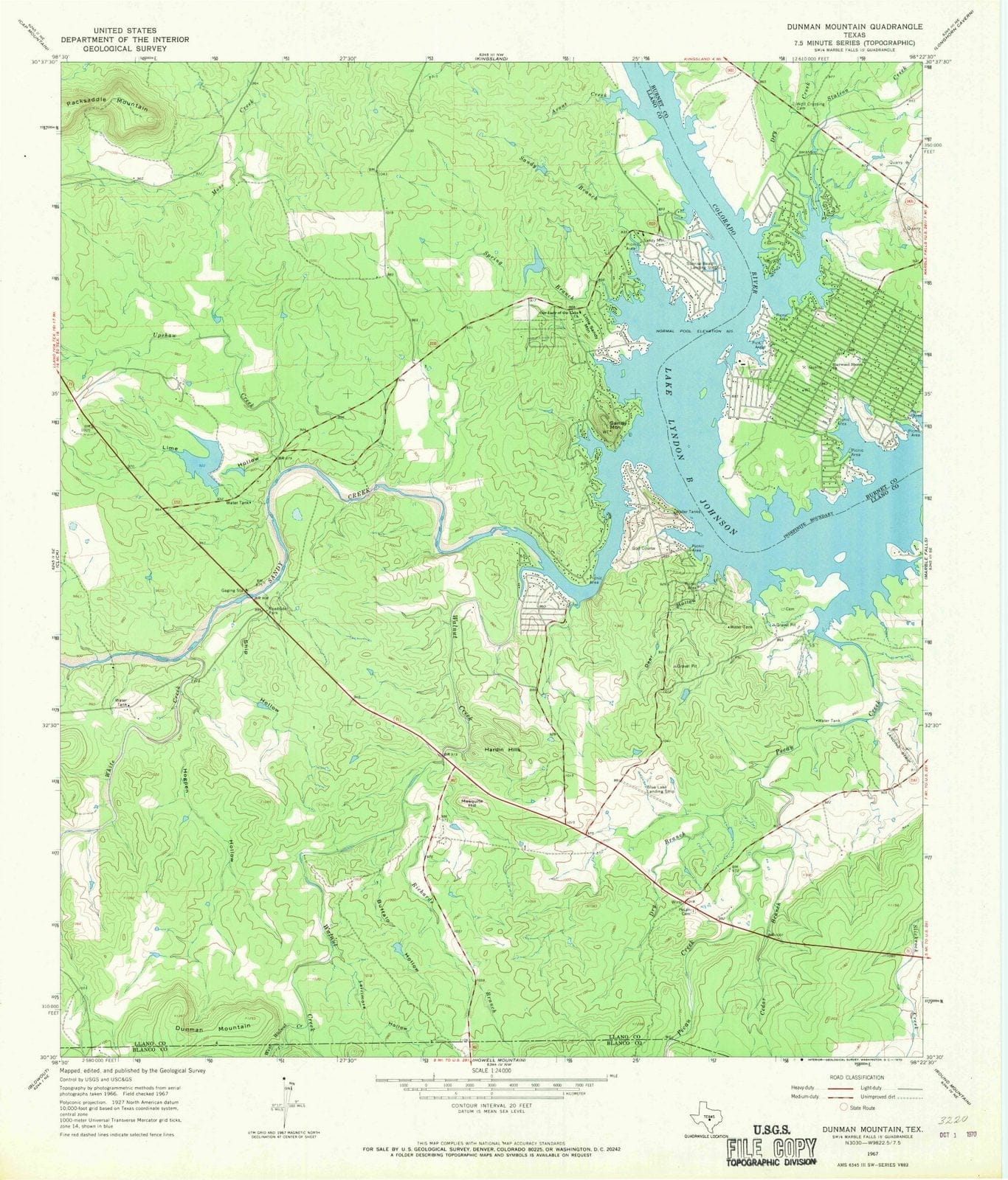 1967 Dunman Mountain, TX - Texas - USGS Topographic Map