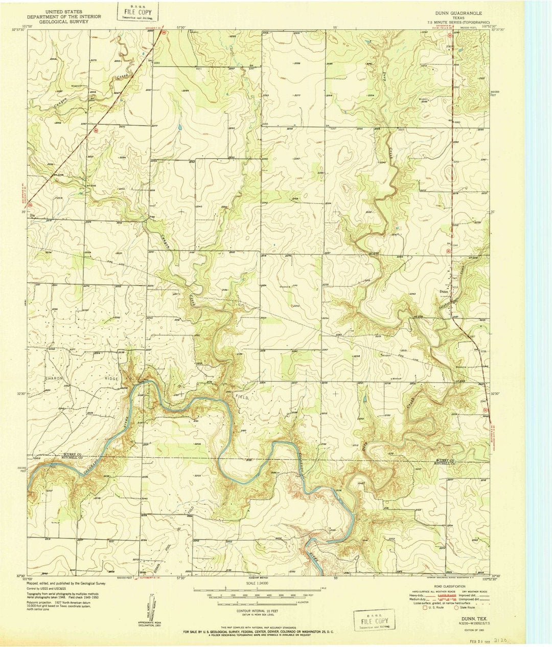 1951 Dunn, TX - Texas - USGS Topographic Map