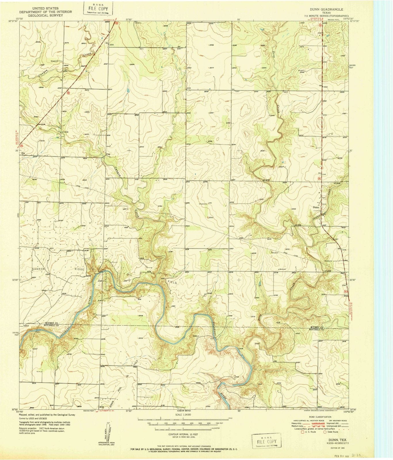1951 Dunn, TX - Texas - USGS Topographic Map