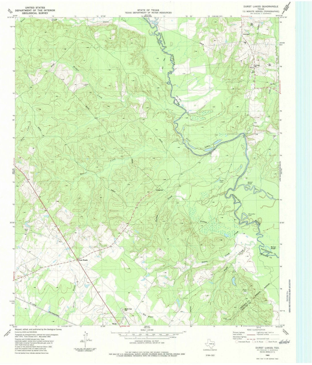 1983 Durst Lakes, TX - Texas - USGS Topographic Map
