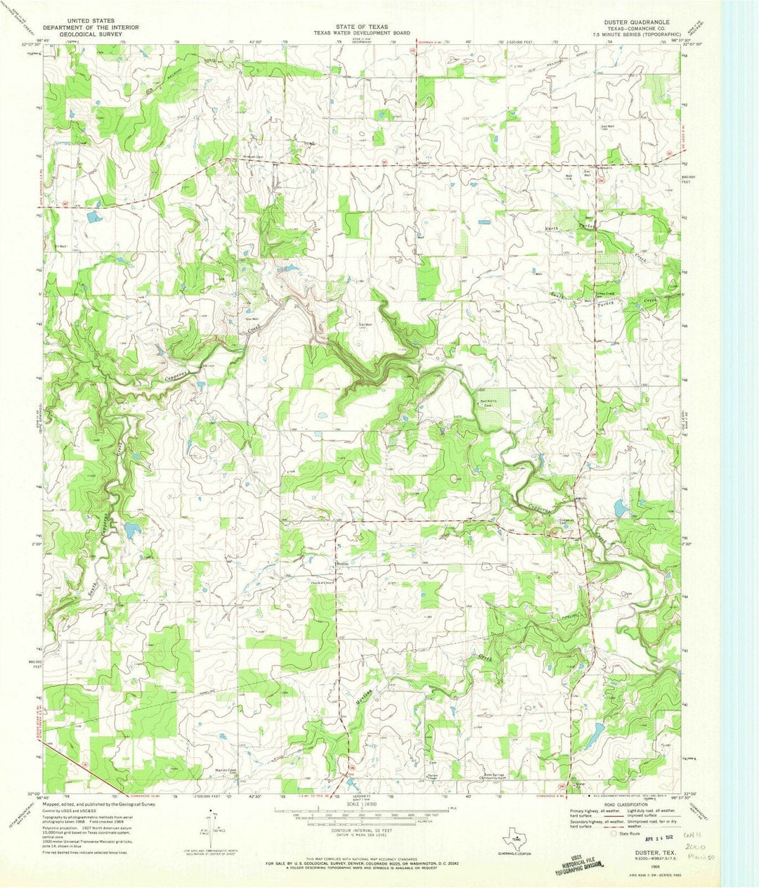 1969 Duster, TX - Texas - USGS Topographic Map