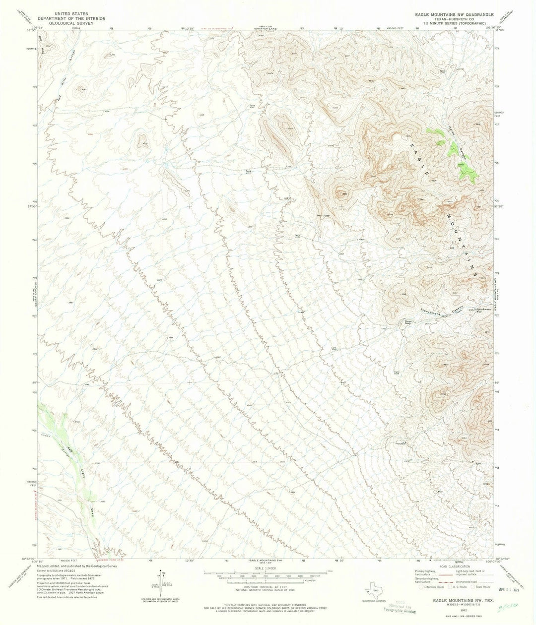 1972 Eagle Mountains, TX - Texas - USGS Topographic Map v2