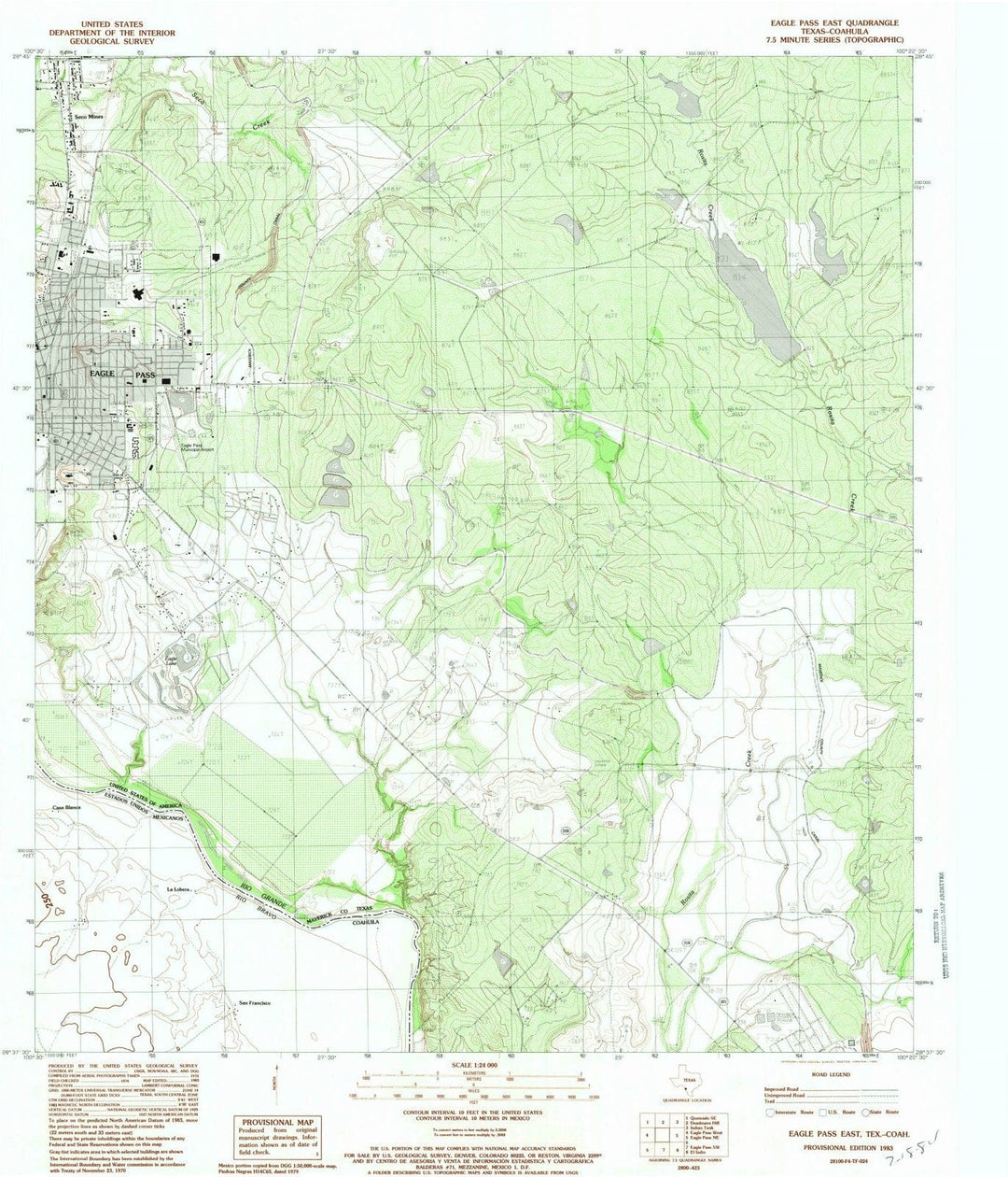 1983 Eagle Pass East, TX - Texas - USGS Topographic Map