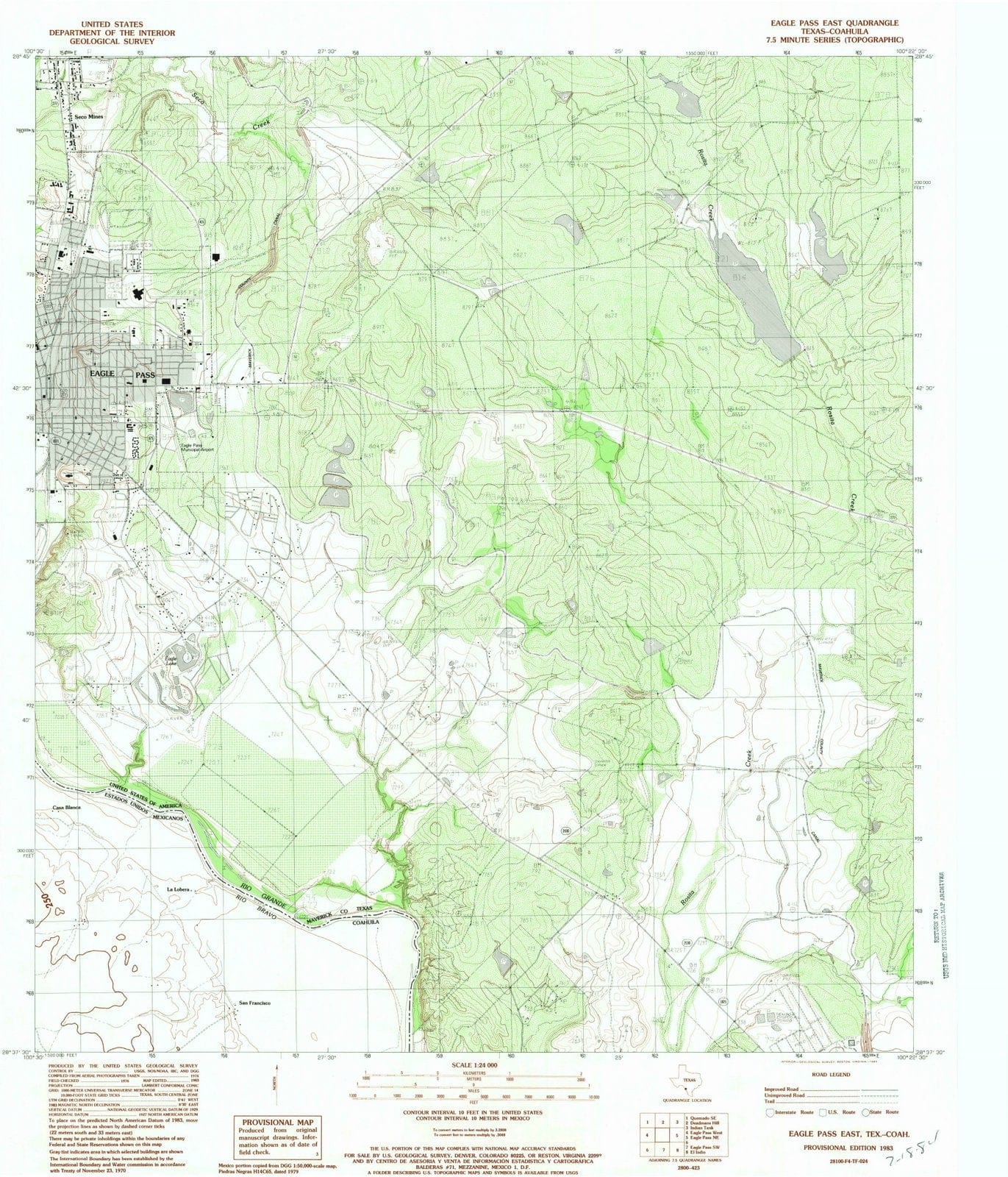 1983 Eagle Pass East, TX - Texas - USGS Topographic Map