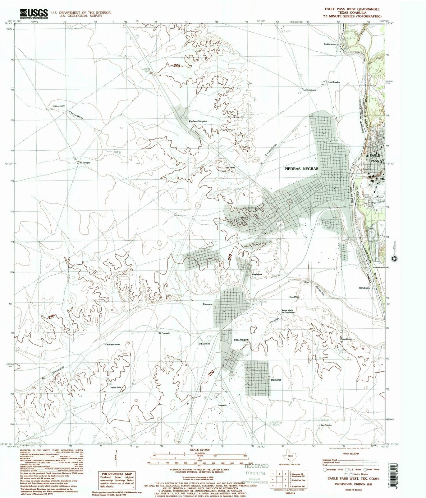 1983 Eagle Pass West, TX - Texas - USGS Topographic Map