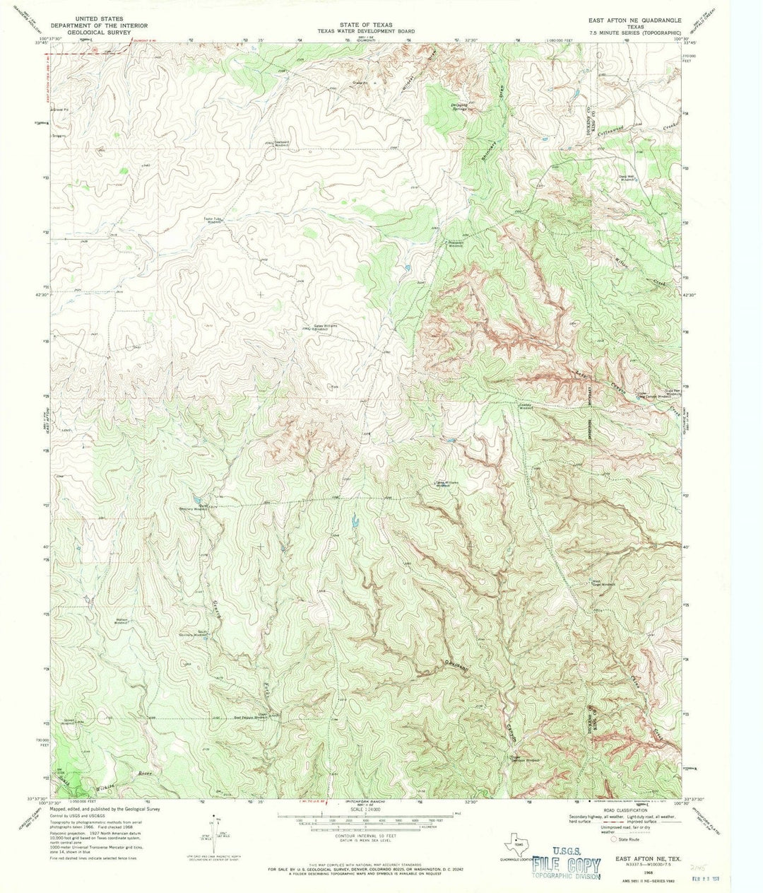 1968 East Afton, TX - Texas - USGS Topographic Map
