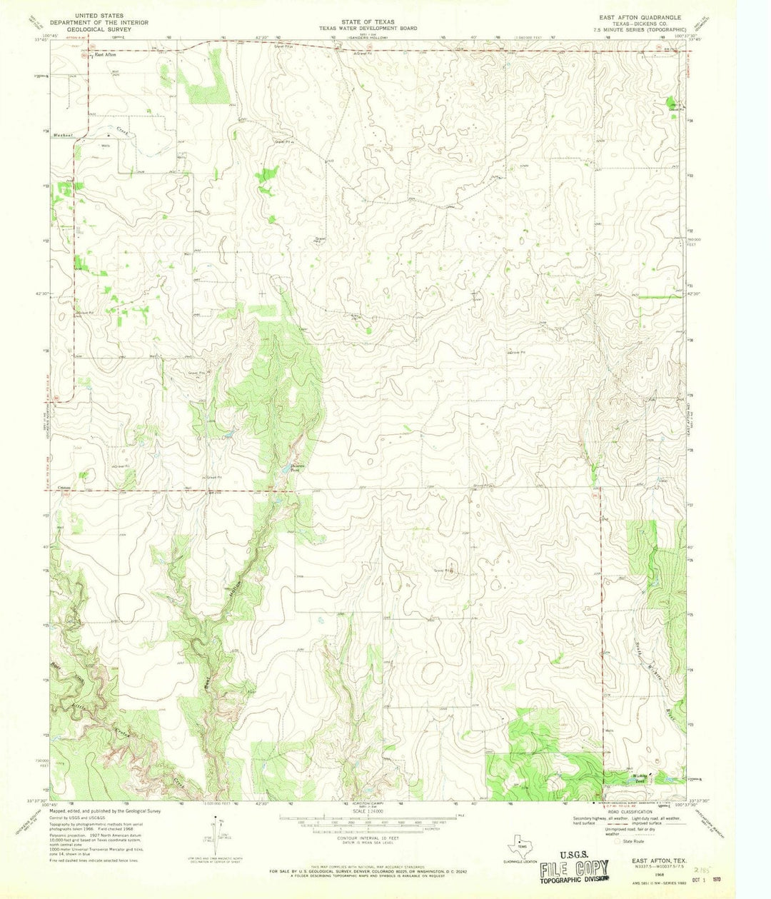 1968 East Afton, TX - Texas - USGS Topographic Map v2