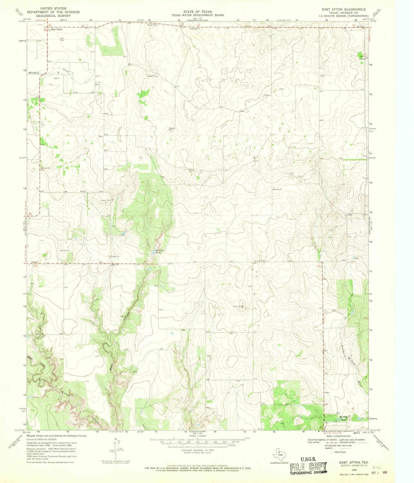 1968 East Afton, TX - Texas - USGS Topographic Map v2