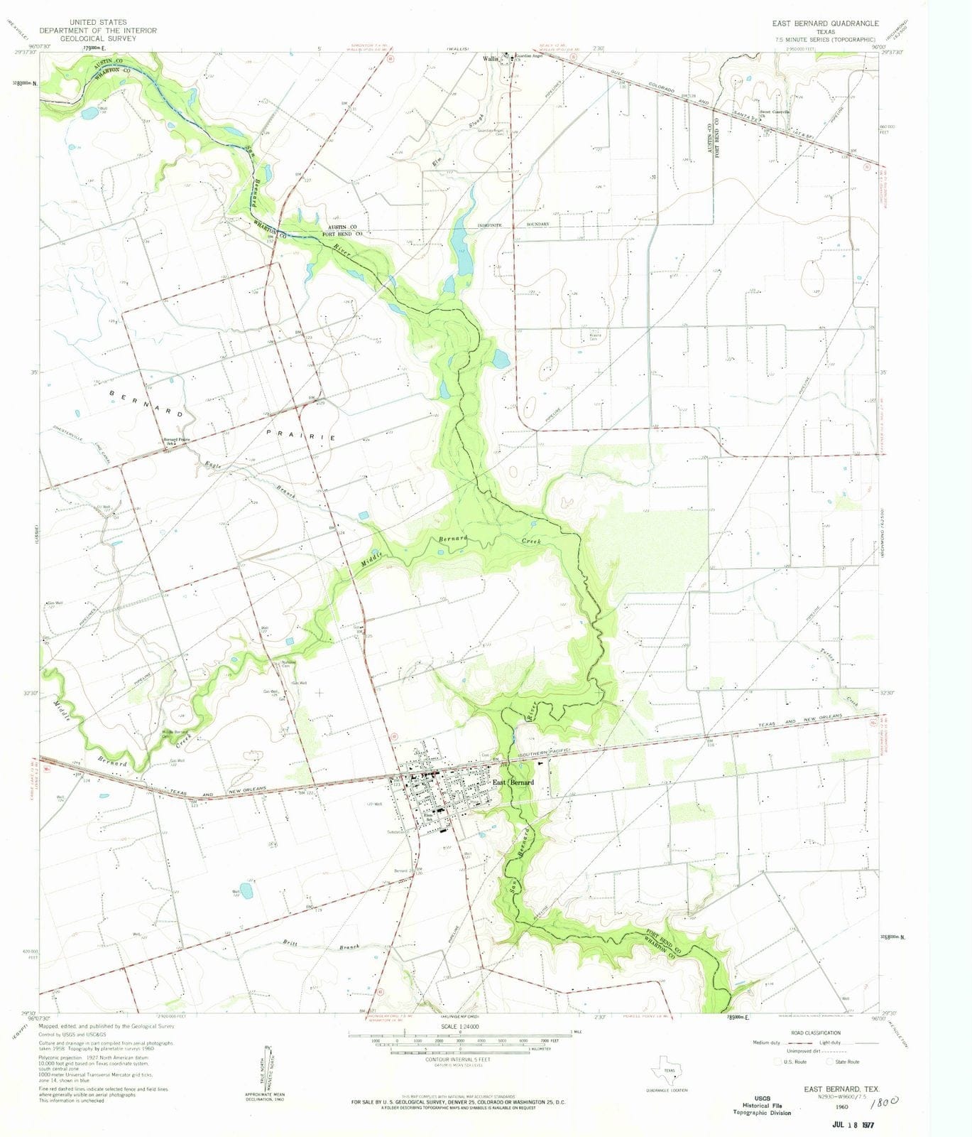 1960 East Bernard, TX - Texas - USGS Topographic Map