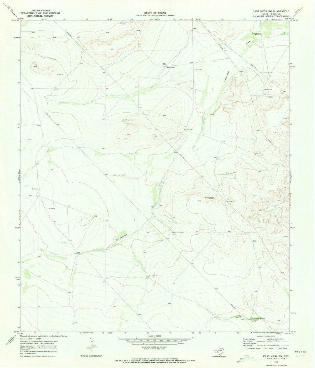 1970 East Mesa, TX - Texas - USGS Topographic Map