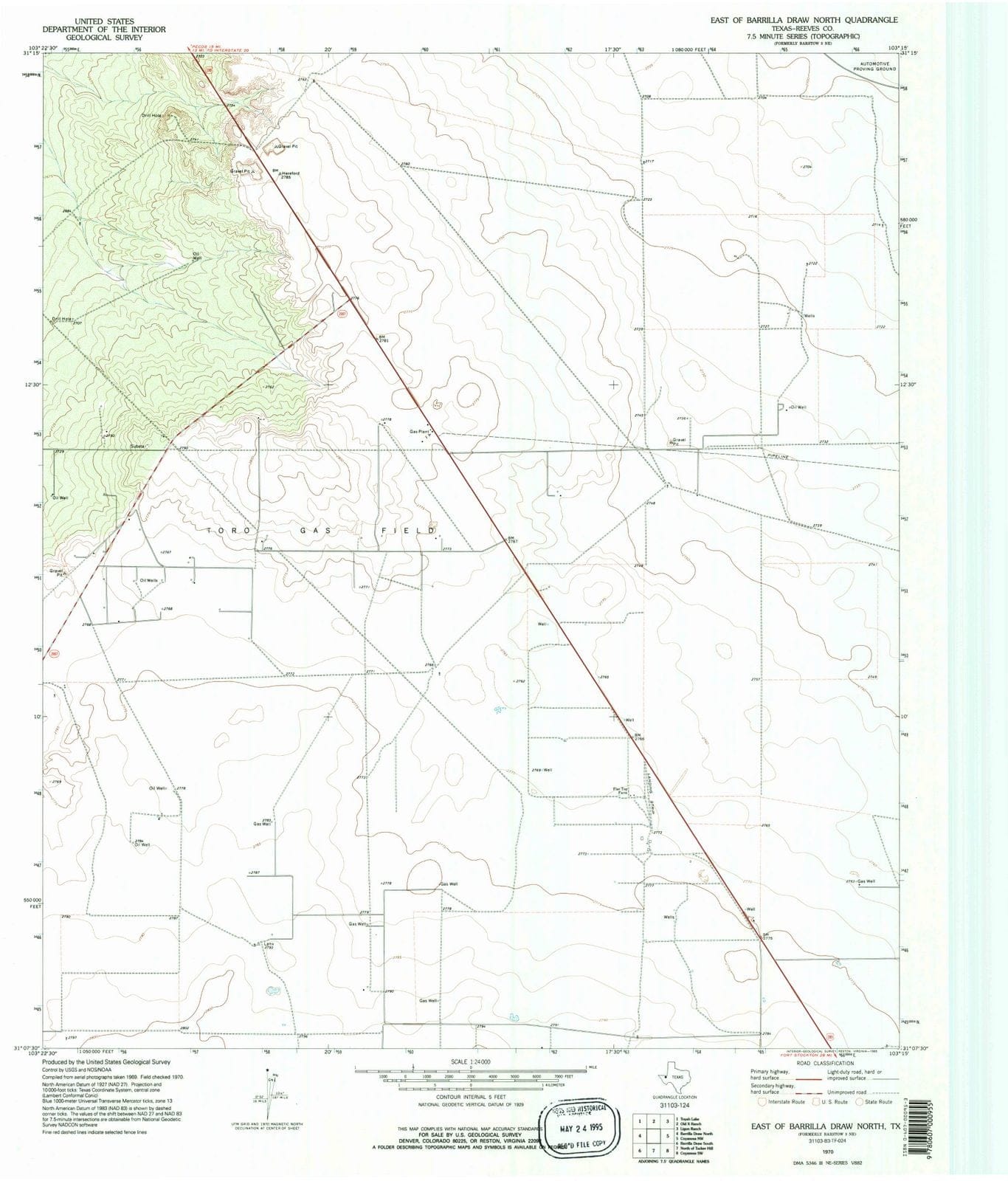 1970 East of Barrilla Draw North, TX - Texas - USGS Topographic Map