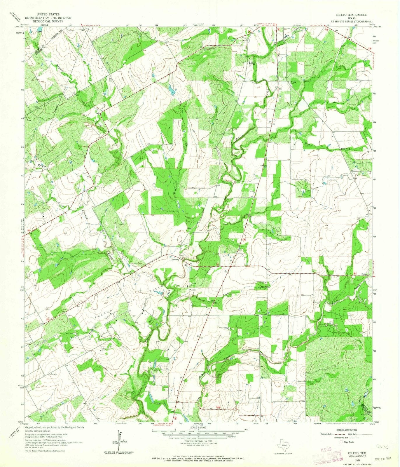1961 Ecleto, TX - Texas - USGS Topographic Map