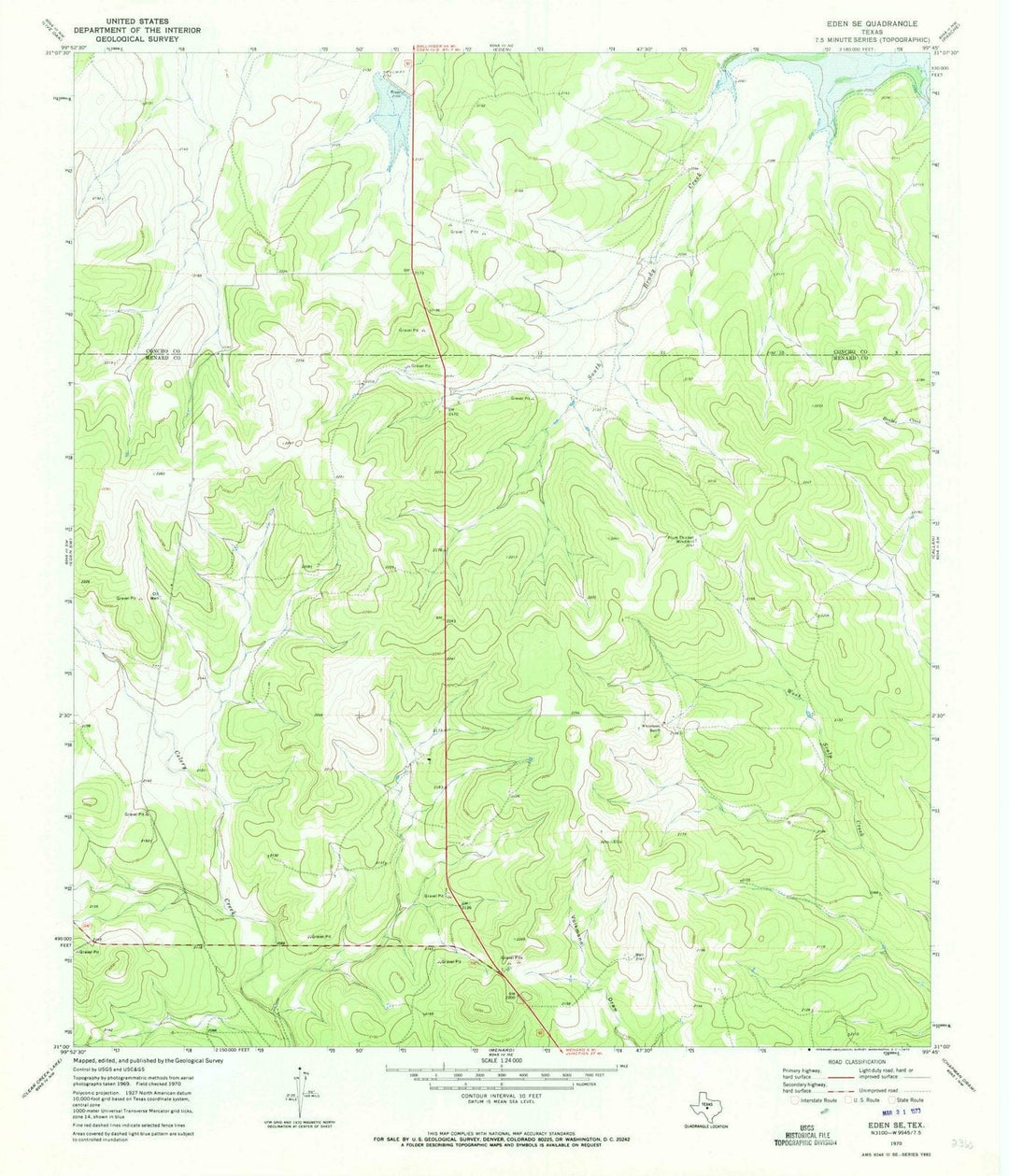 1970 Eden, TX - Texas - USGS Topographic Map