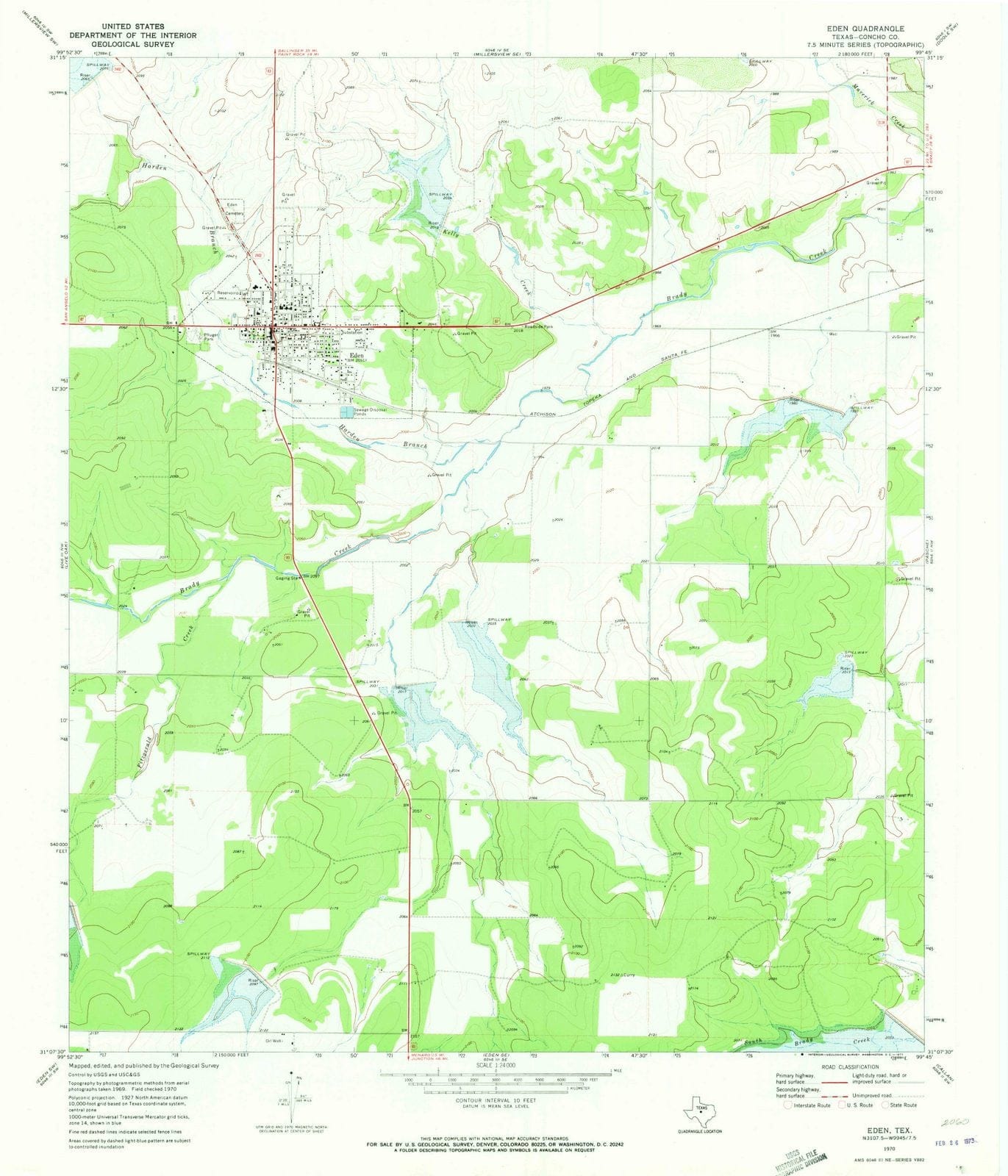 1970 Eden, TX - Texas - USGS Topographic Map v3