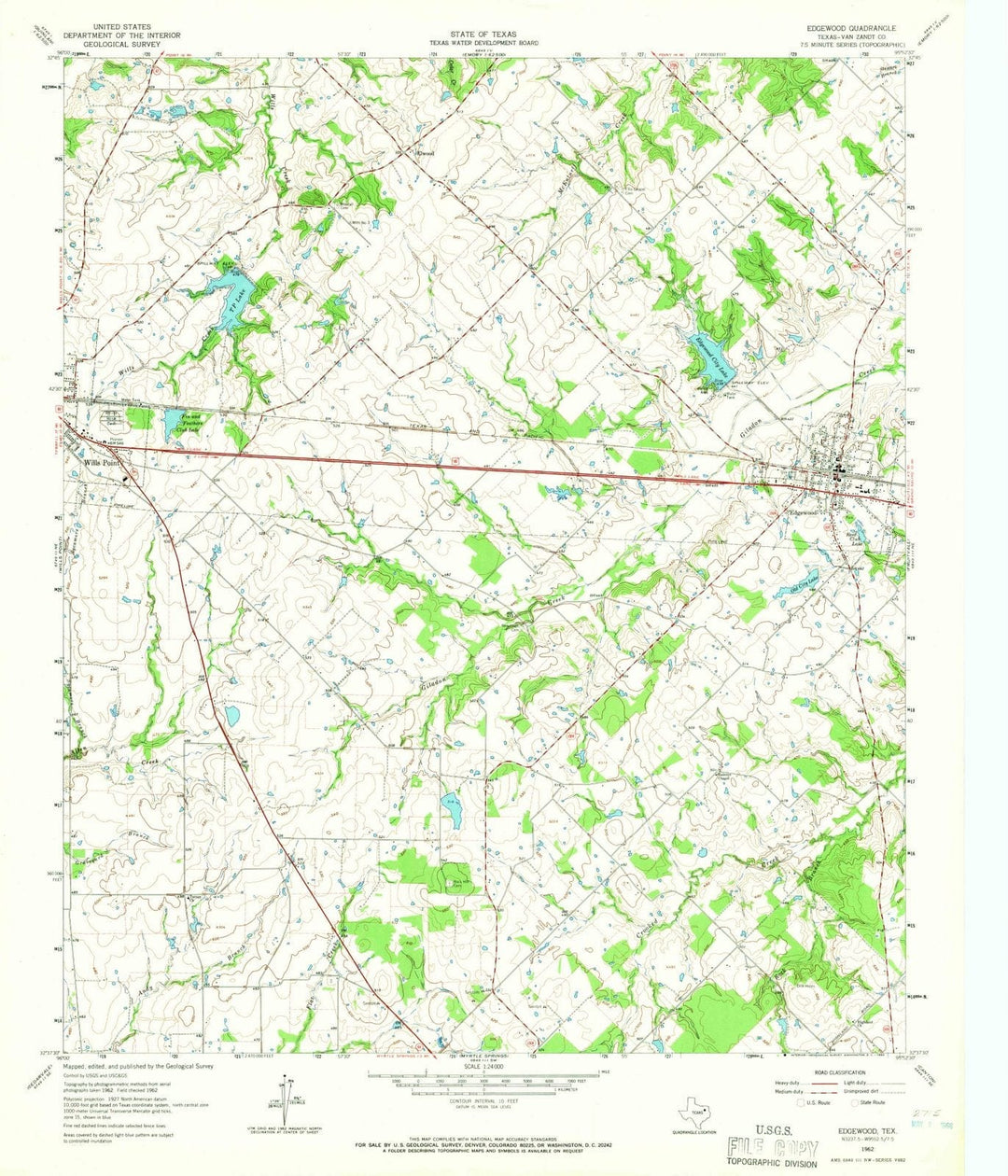 1962 Edgewood, TX - Texas - USGS Topographic Map