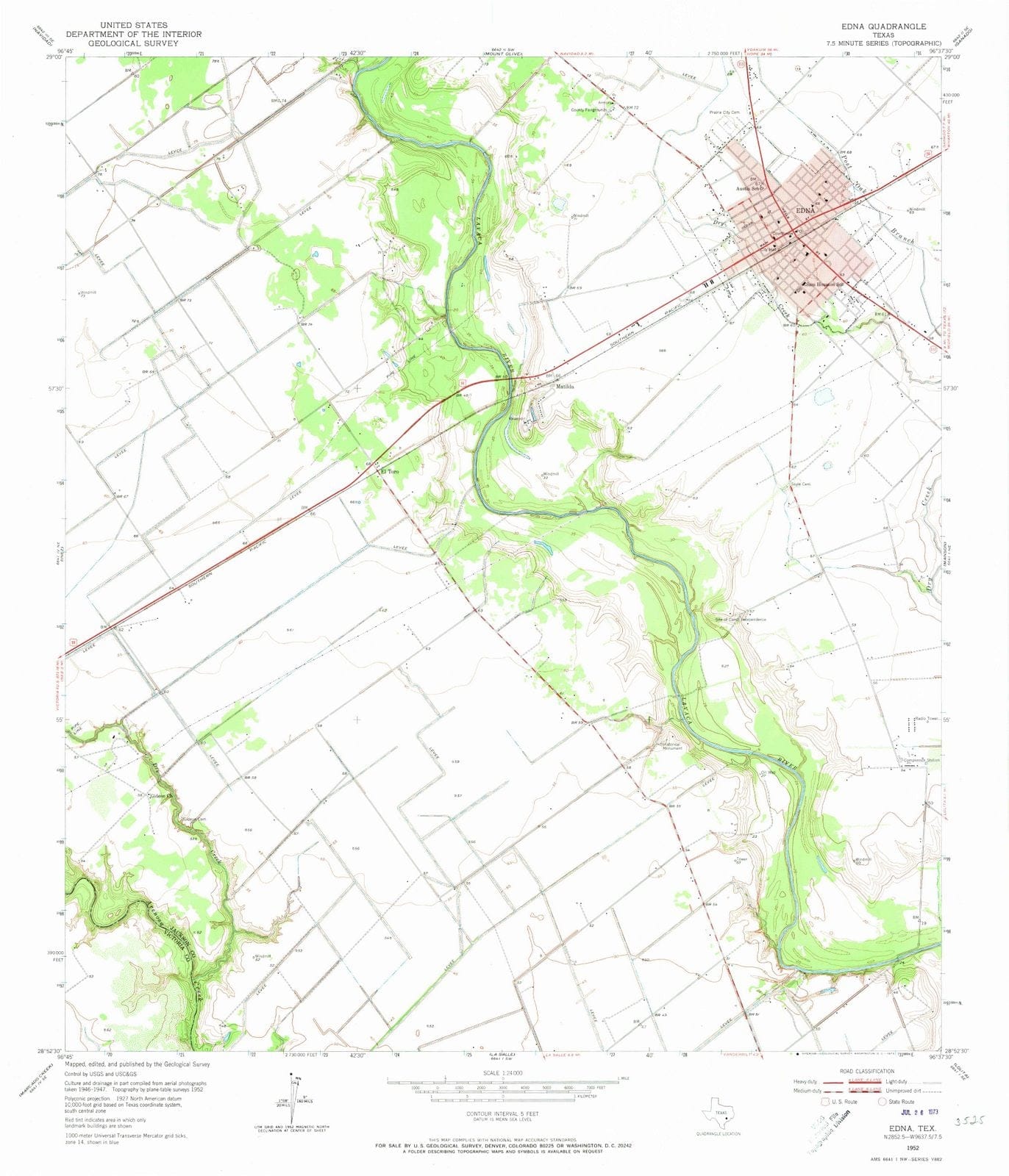 1952 Edna, TX - Texas - USGS Topographic Map