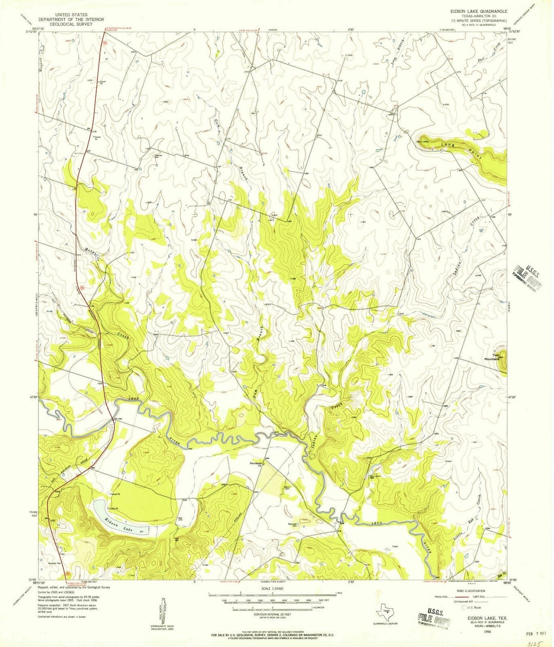 1956 Eidson Lake, TX - Texas - USGS Topographic Map