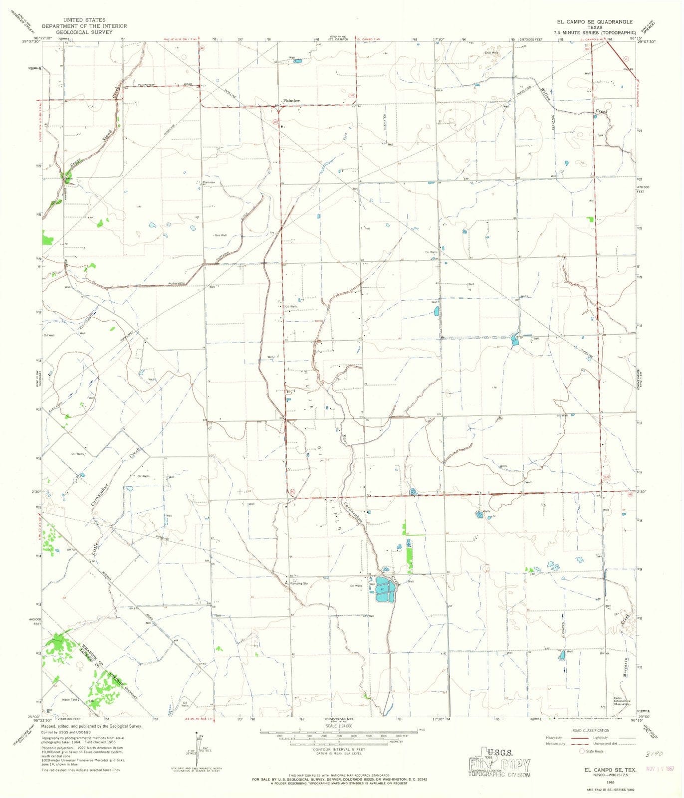1965 El Campo, TX - Texas - USGS Topographic Map
