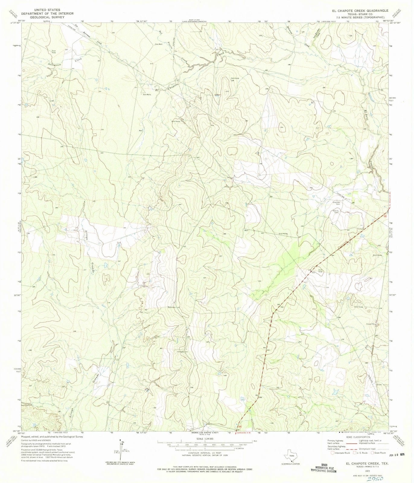 1972 El Chapote Creek, TX - Texas - USGS Topographic Map