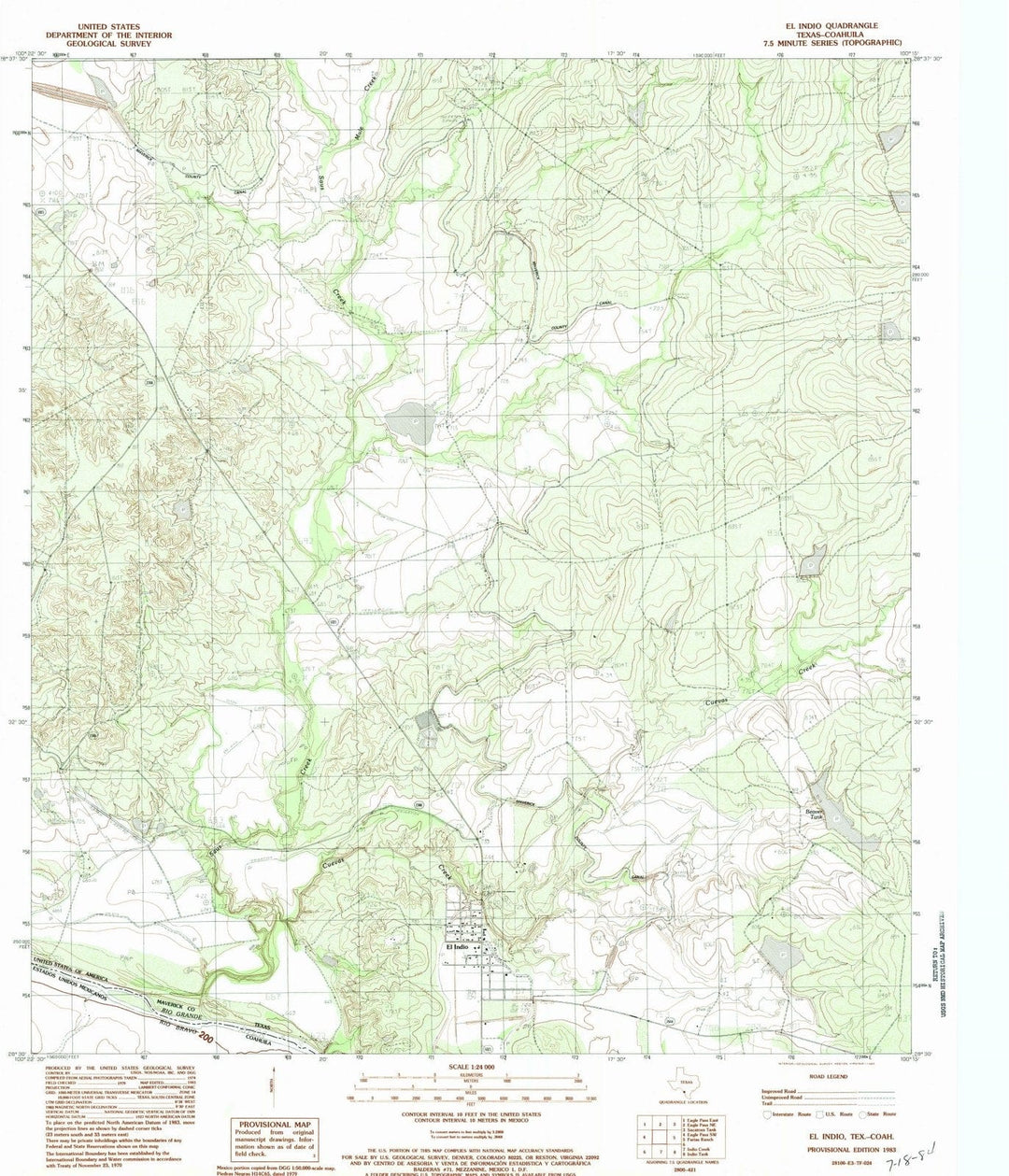 1983 El Indio, TX - Texas - USGS Topographic Map