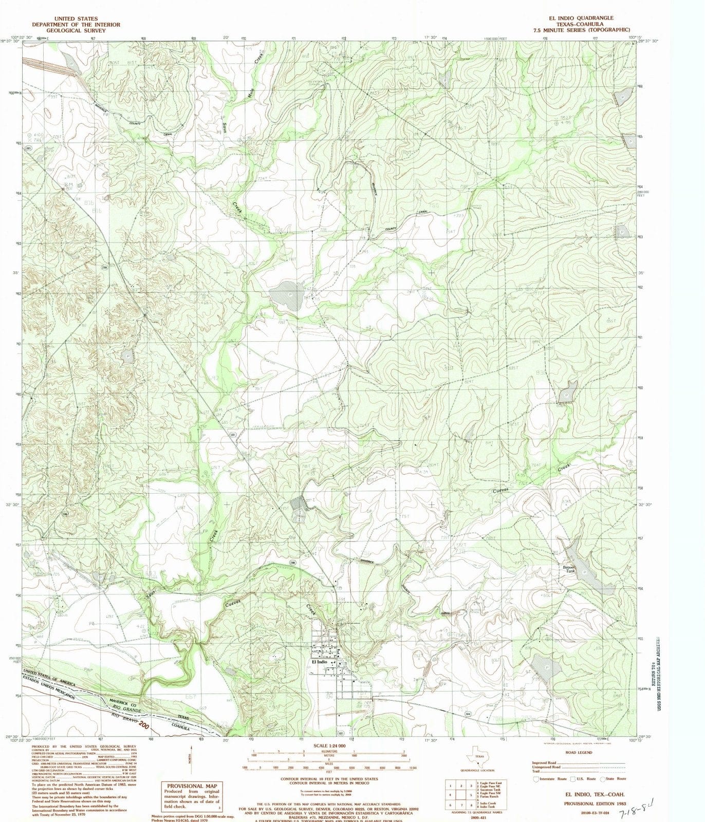 1983 El Indio, TX - Texas - USGS Topographic Map