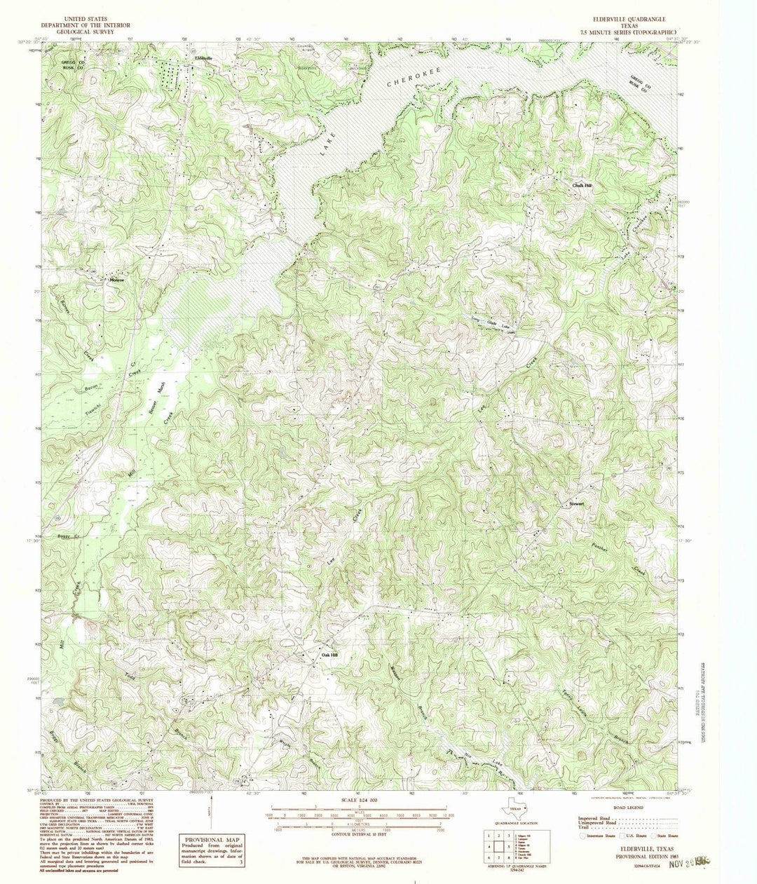 1983 Elderville, TX - Texas - USGS Topographic Map