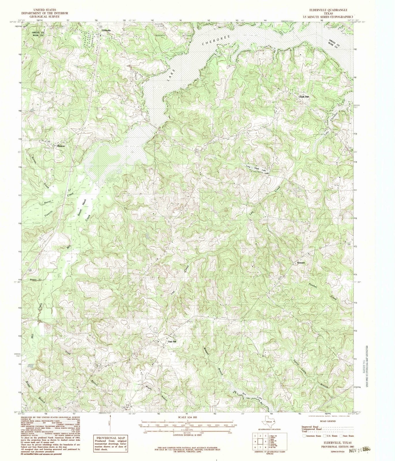 1983 Elderville, TX - Texas - USGS Topographic Map