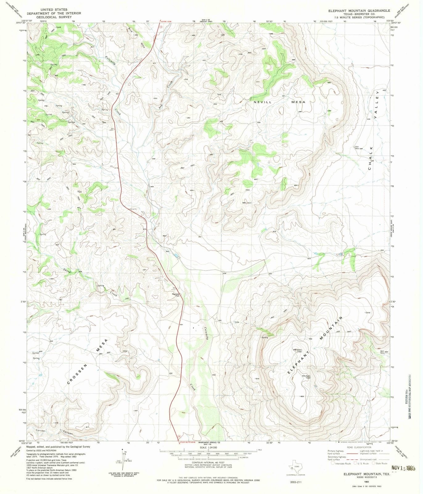 1983 Elephant Mountain, TX - Texas - USGS Topographic Map