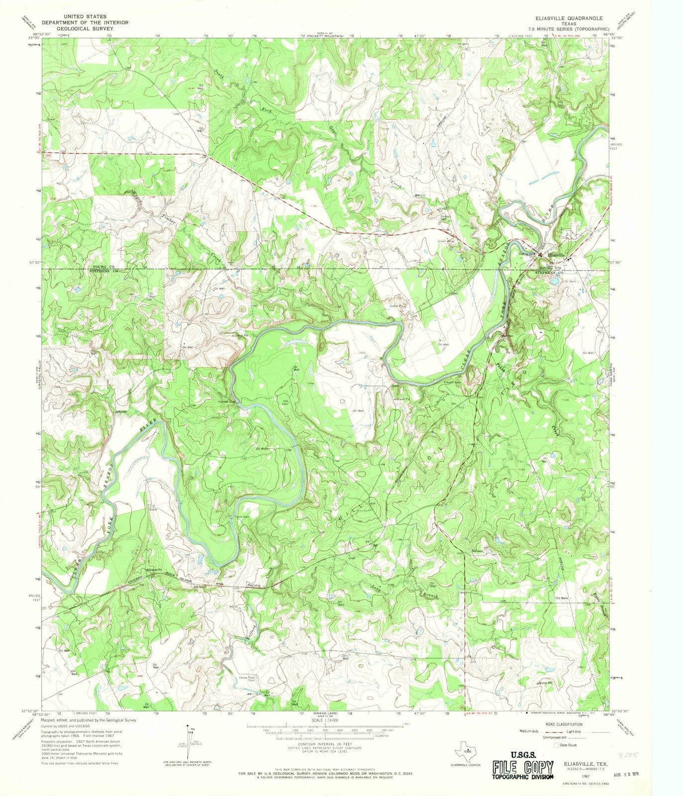1967 Eliasville, TX - Texas - USGS Topographic Map