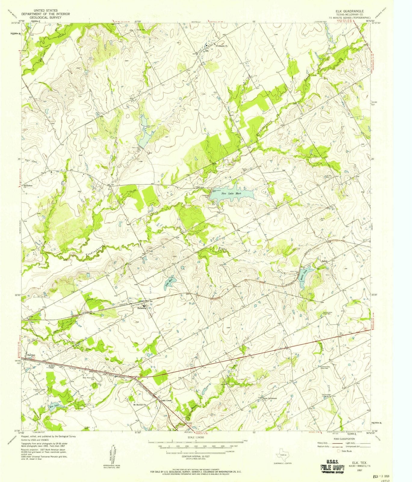 1957 Elk, TX - Texas - USGS Topographic Map