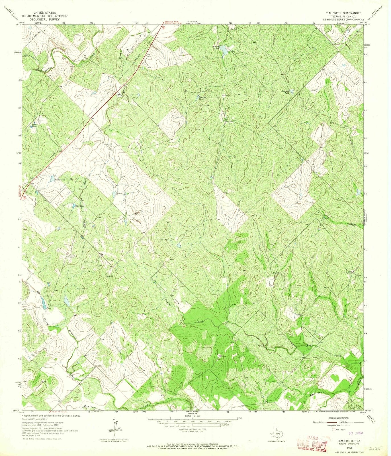 1963 Elm Creek, TX - Texas - USGS Topographic Map