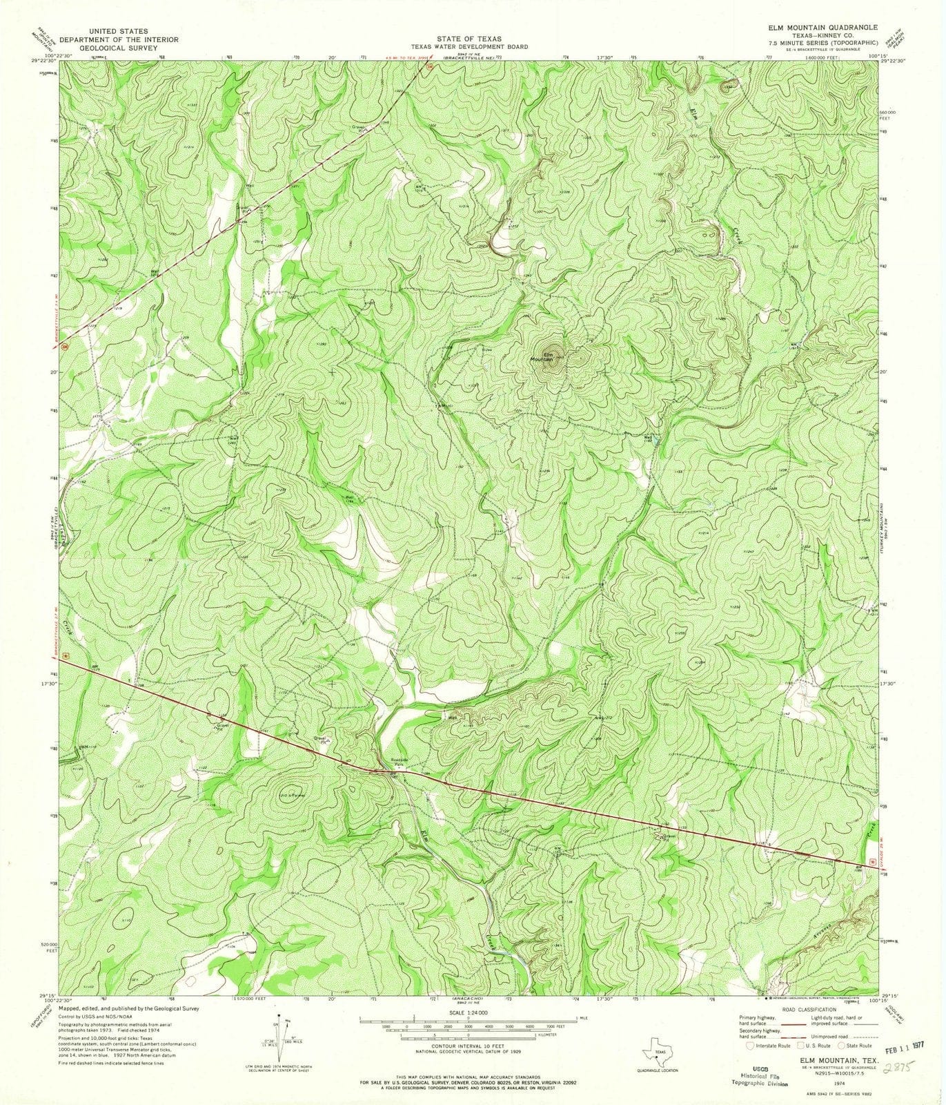 1974 Elm Mountain, TX - Texas - USGS Topographic Map