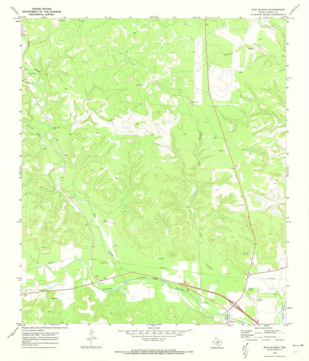 1970 Elm Slough, TX - Texas - USGS Topographic Map