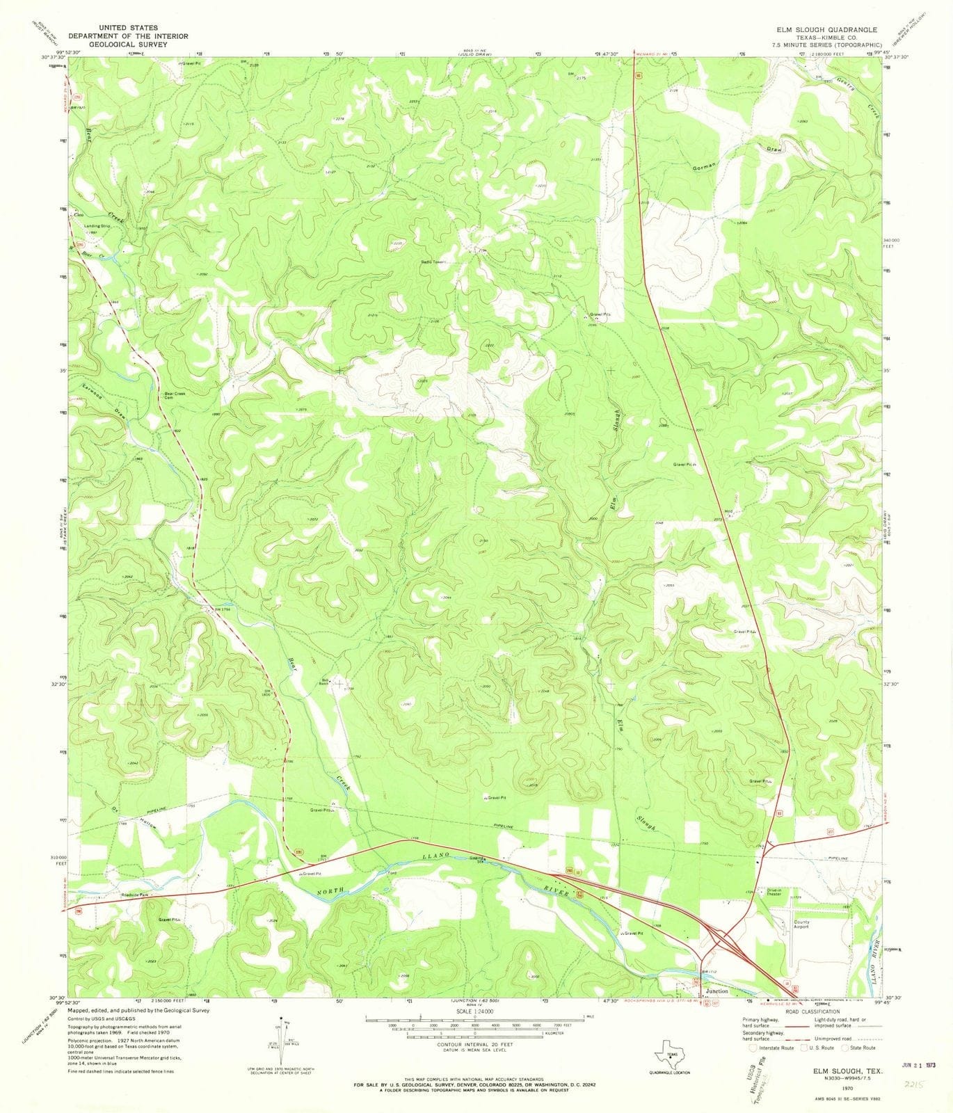 1970 Elm Slough, TX - Texas - USGS Topographic Map