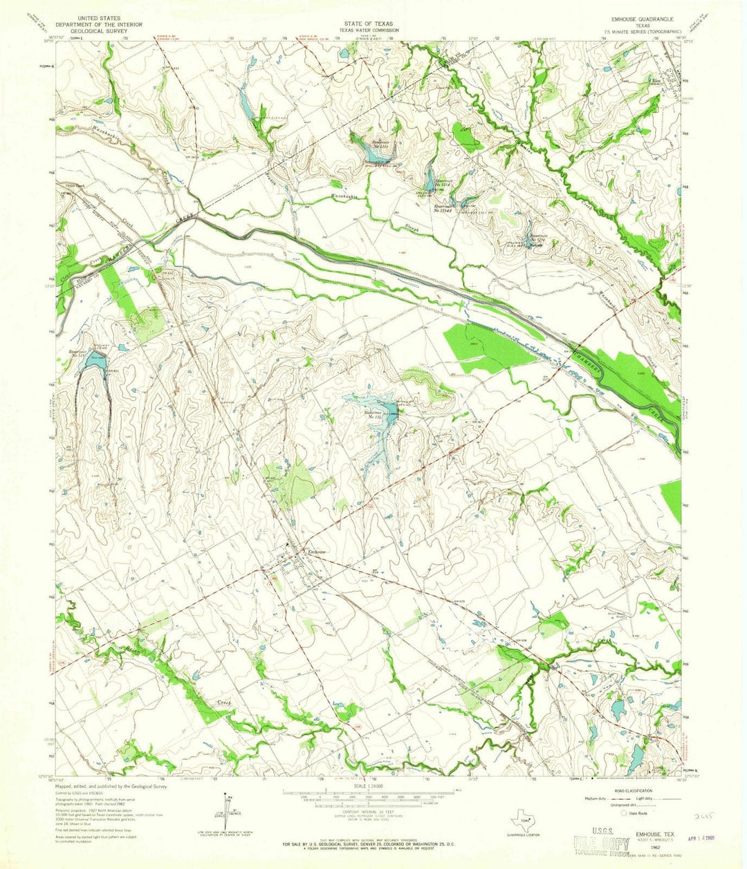 1962 Emhouse, TX - Texas - USGS Topographic Map