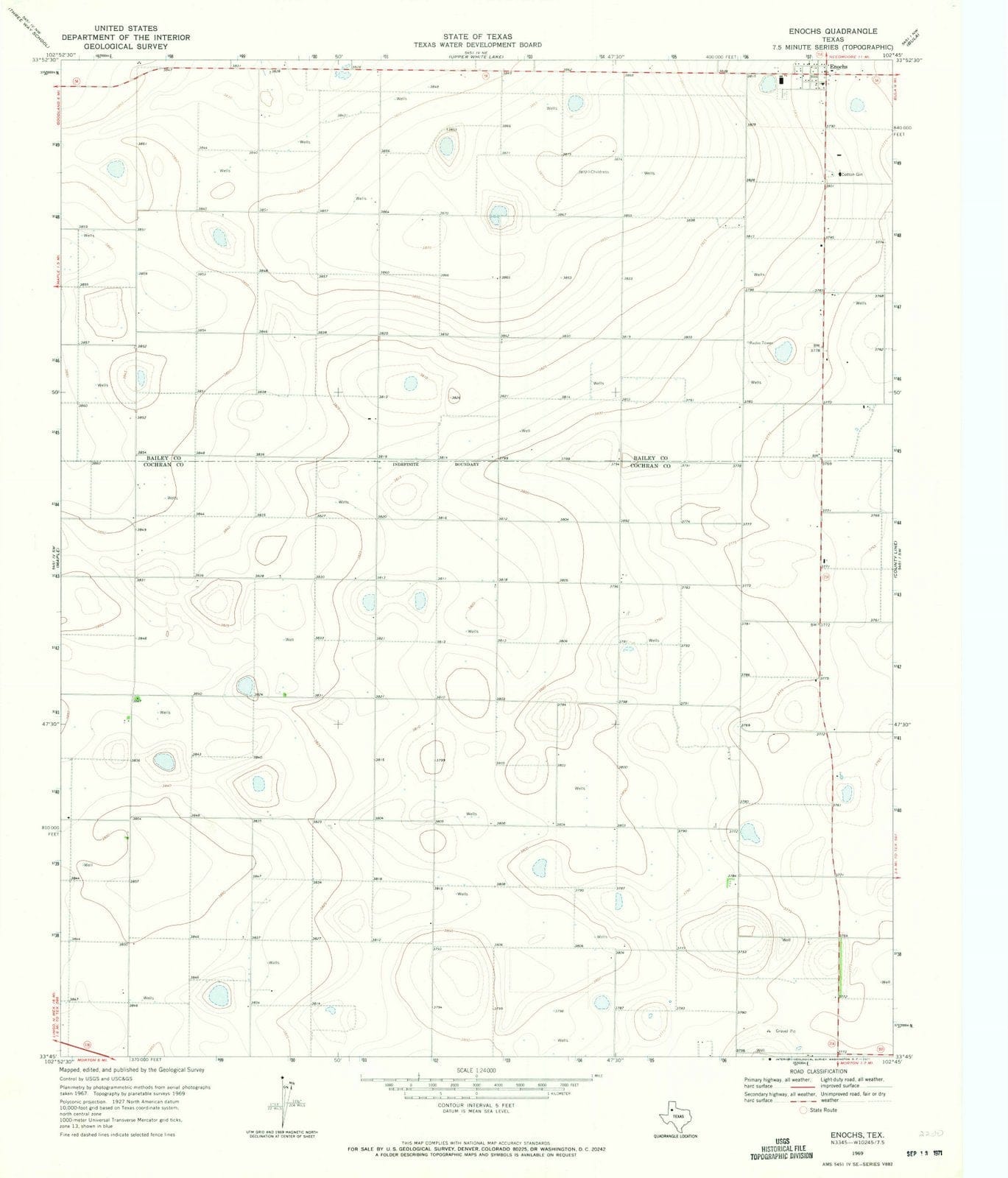 1969 Enochs, TX - Texas - USGS Topographic Map