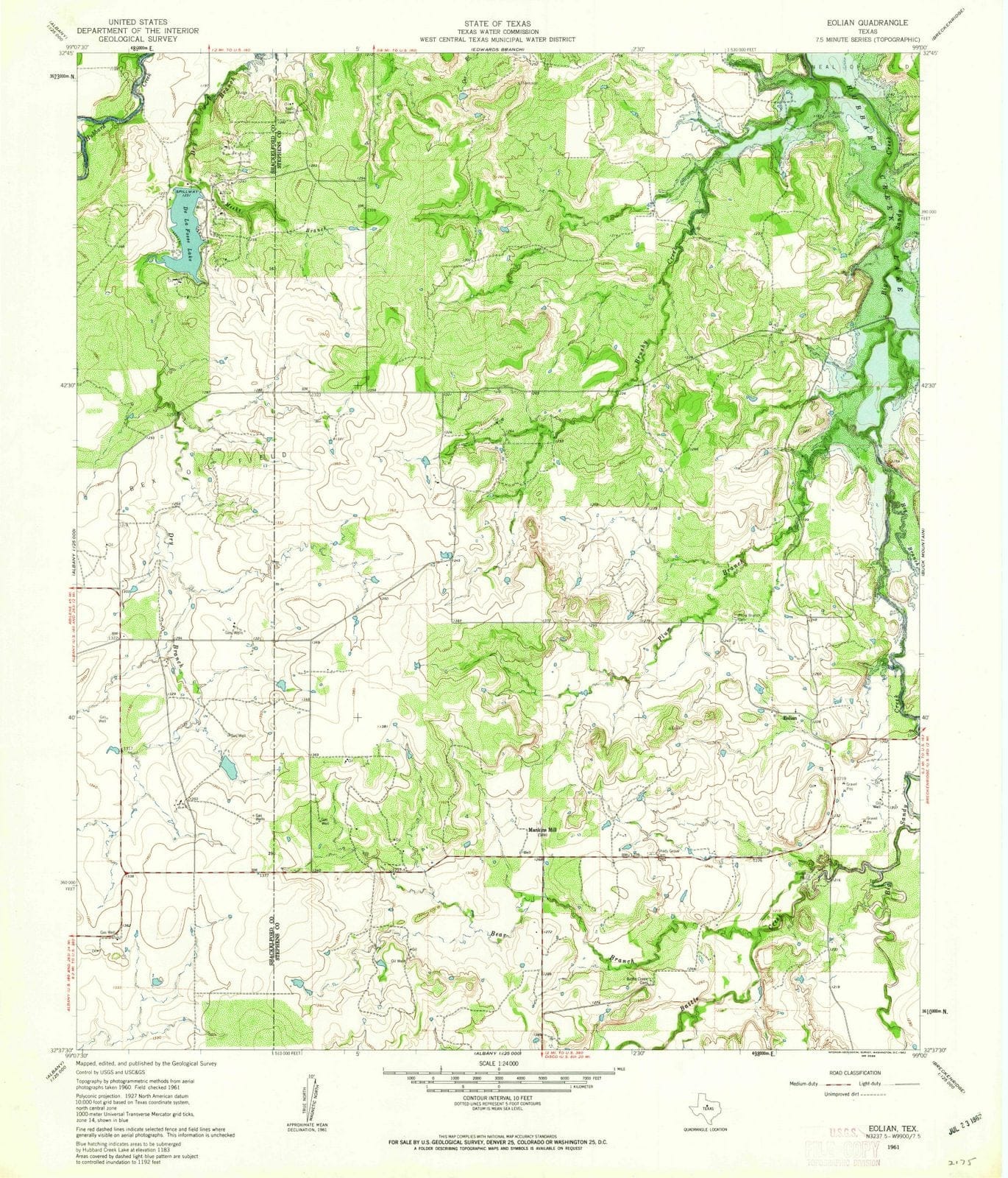 1961 Eolian, TX - Texas - USGS Topographic Map